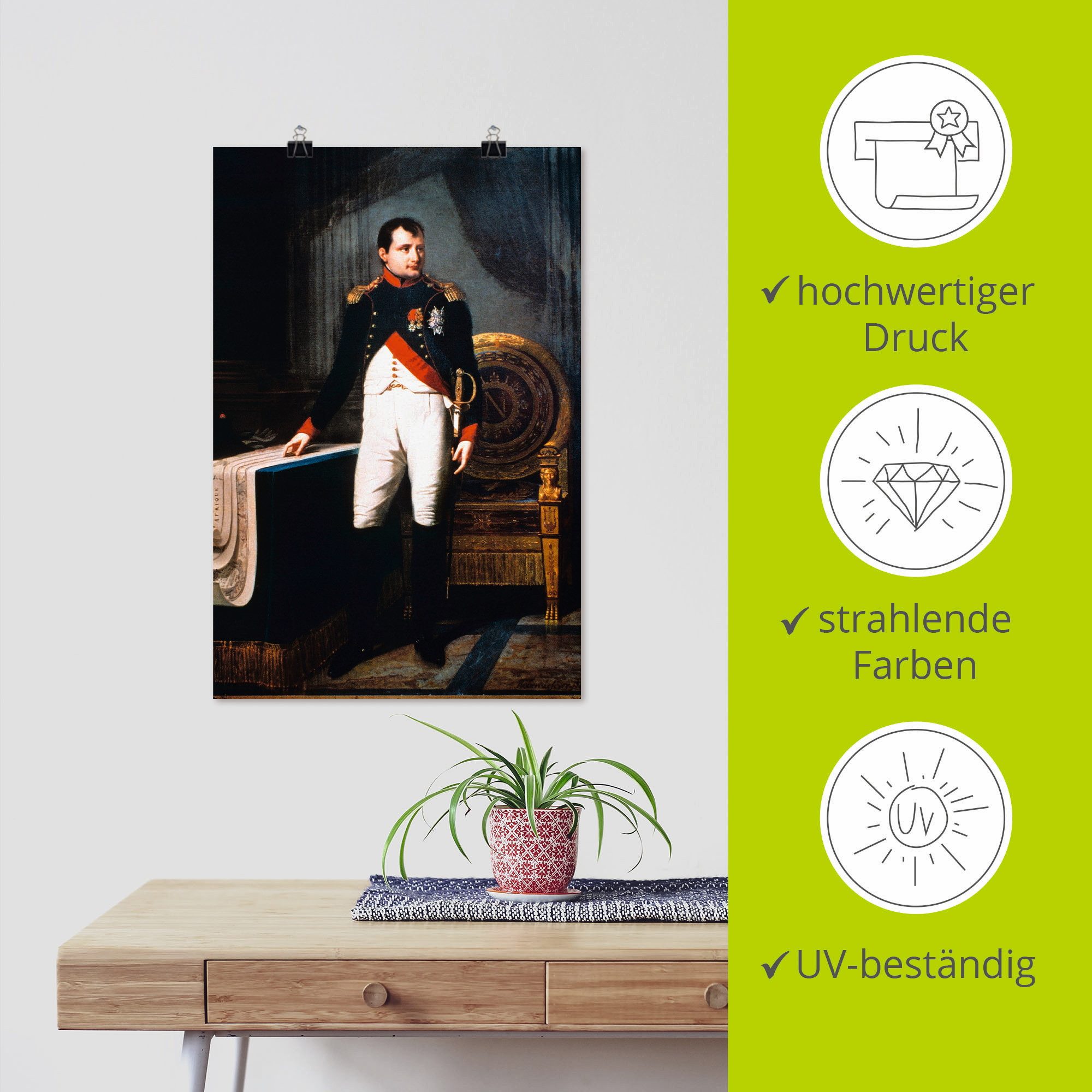 Artland Poster Napoleon Bonaparte, 1809 als artprint van aluminium, artprint op linnen, muursticker of poster in verschillende maten