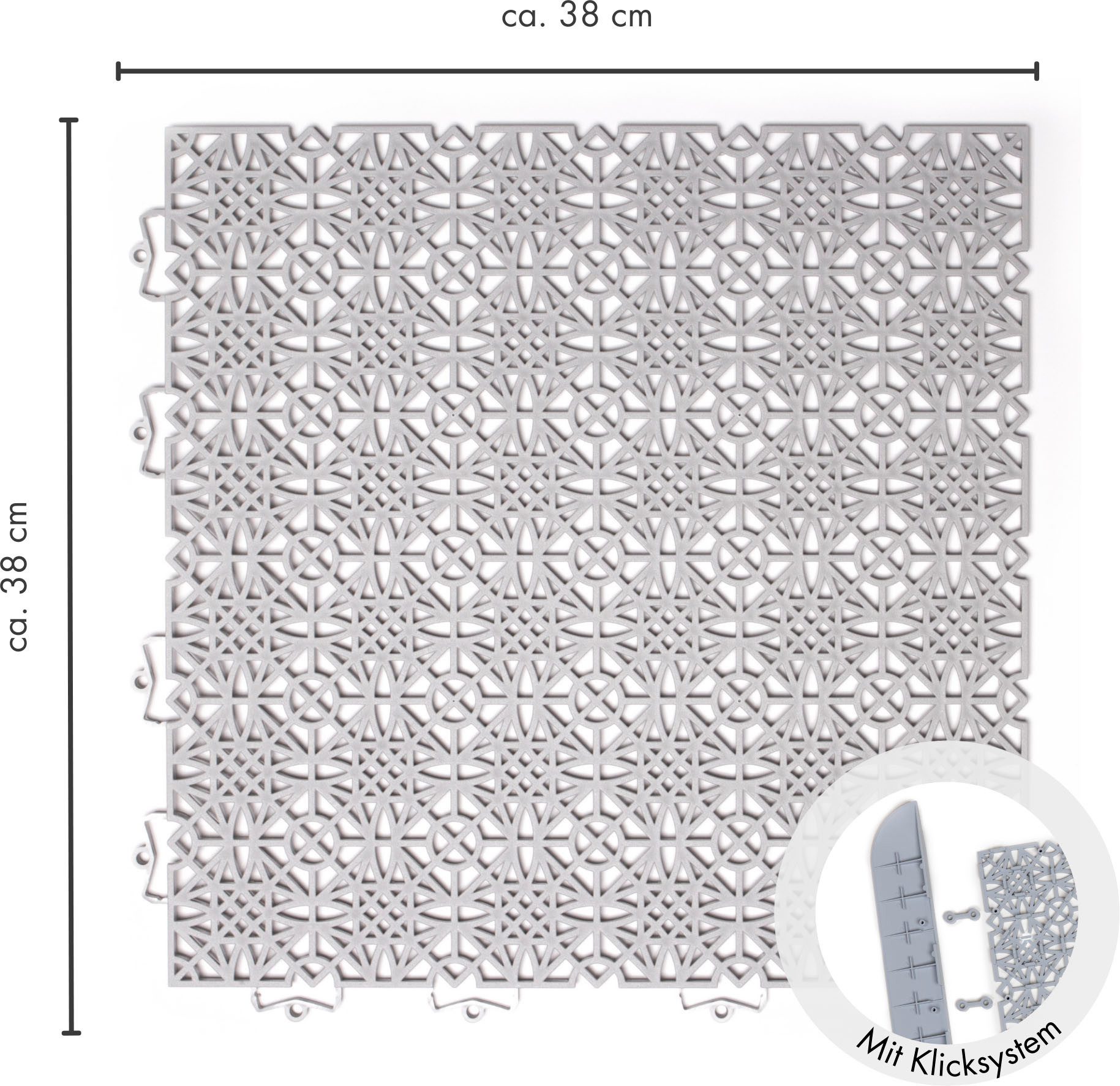 Andiamo Kunststof tegels Terras tegels Terra Sol, Made in Swiss Outdoor kliktegels, 38x38 cm, set met 1 m², 2 m², 5 m², uv-bestendig (set)