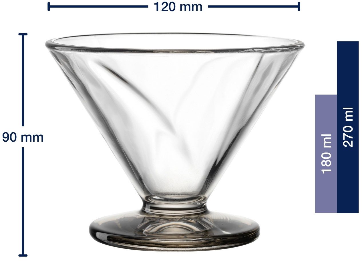 LEONARDO Ijsschaaltje CONO, ijscoupe van glas, 270 ml, gekleurd, 6-stuks set (set, 6-delig)