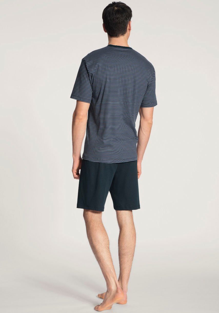 CALIDA Shortama Relax Streamline met lange mouw top in gestreepte look (2-delig)