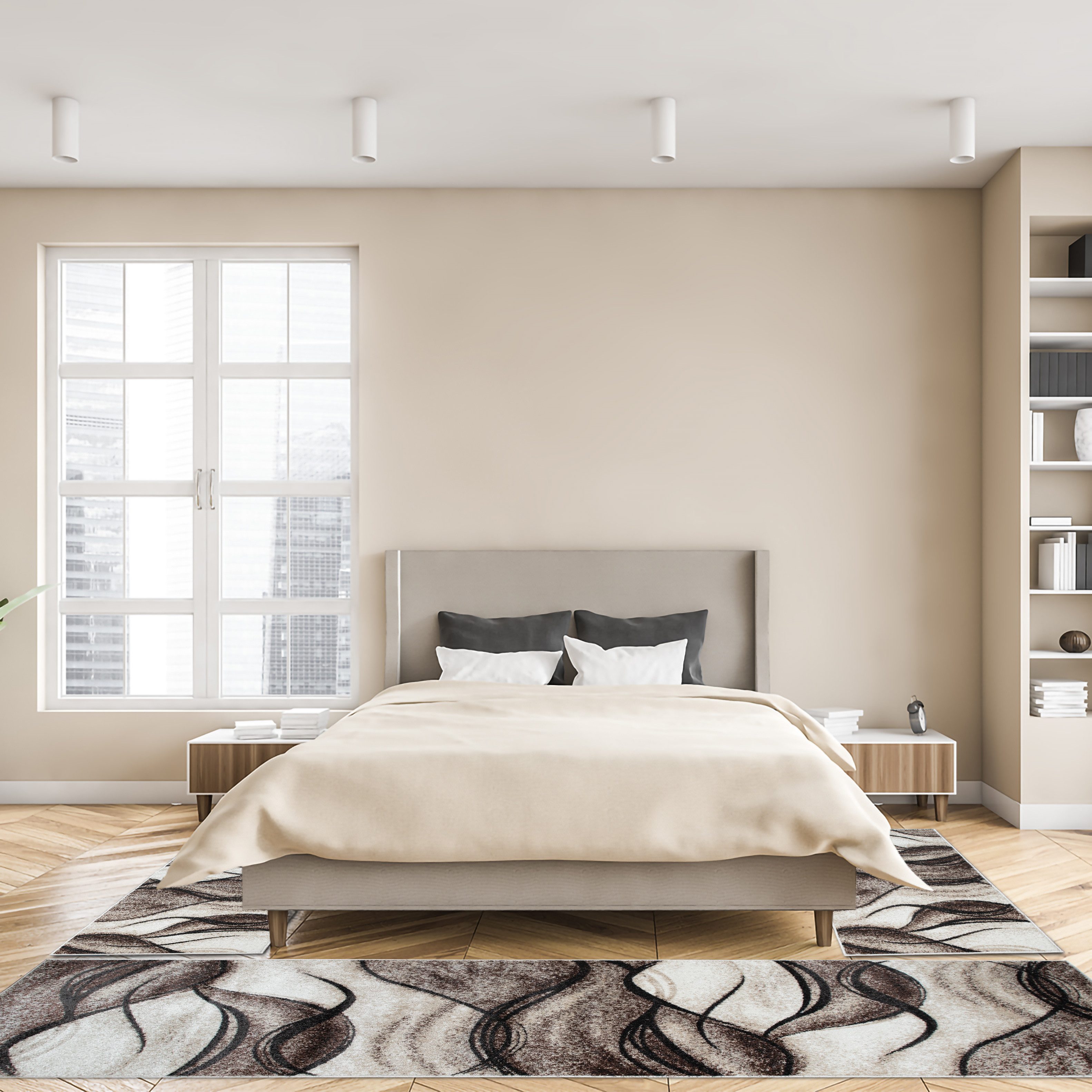 my home Set slaapkamerkleedjes Tritom met bijzonder zachte pool, kortpolig, modern golvenmotief
