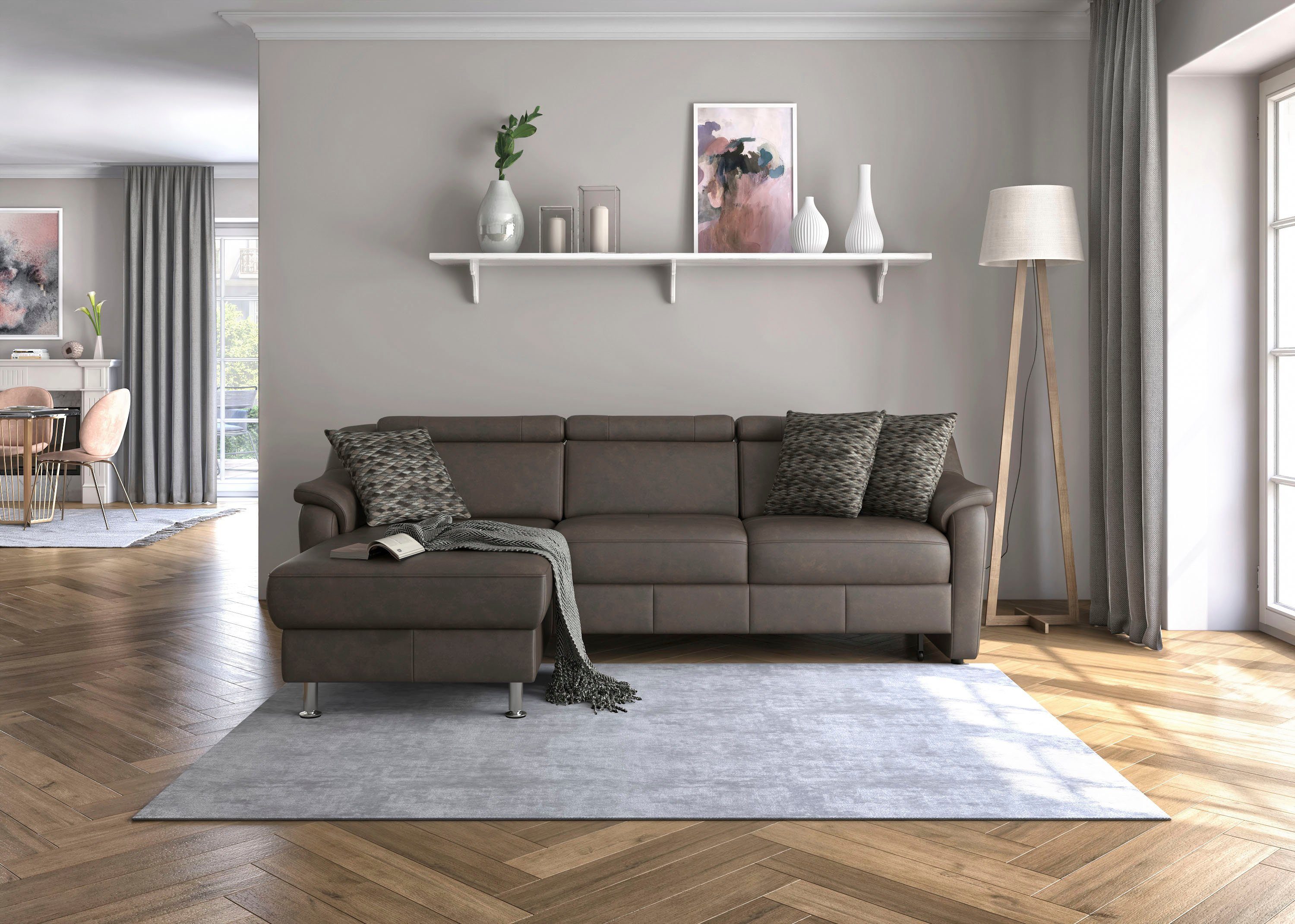 sit&more Hoekbank Freetown L-vorm met verstelbare hoofdsteun en comfortabele binnenvering
