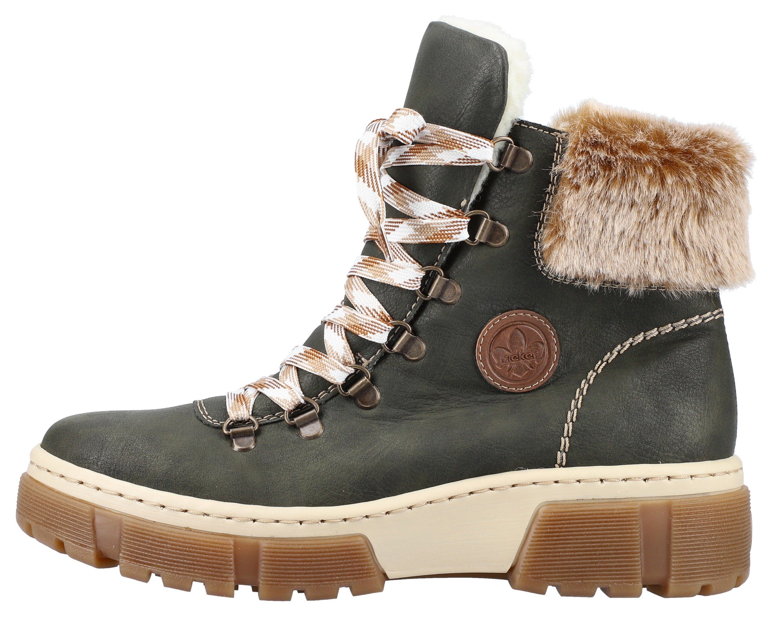 Rieker Winterlaarzen winterenkellaars, veterschoenen, plateau, met warmvoering-uitrusting