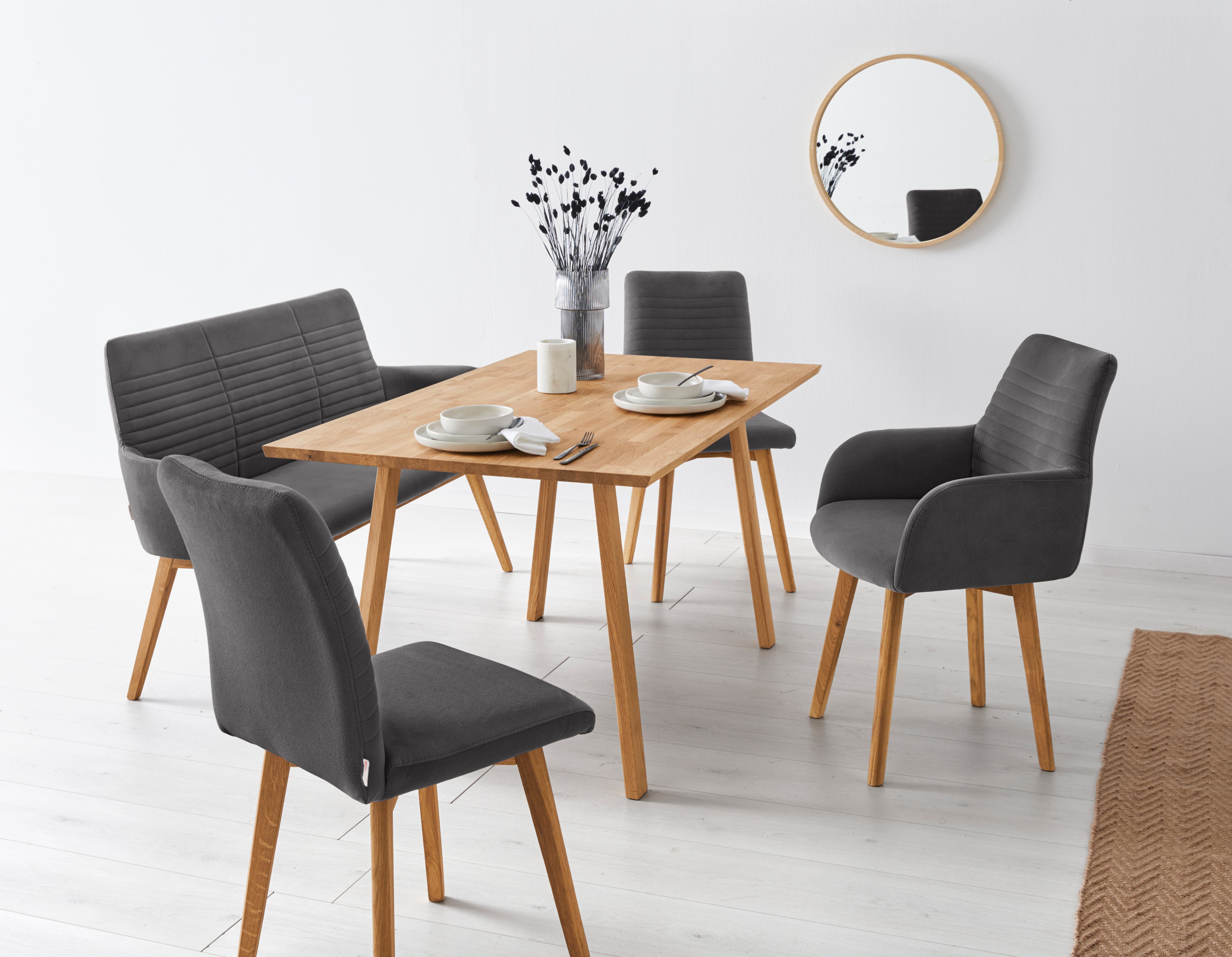 OTTO products Eetkamerstoel Alessja Bekleding van microvezel, frame van eiken massief hout (set, 2 stuks)