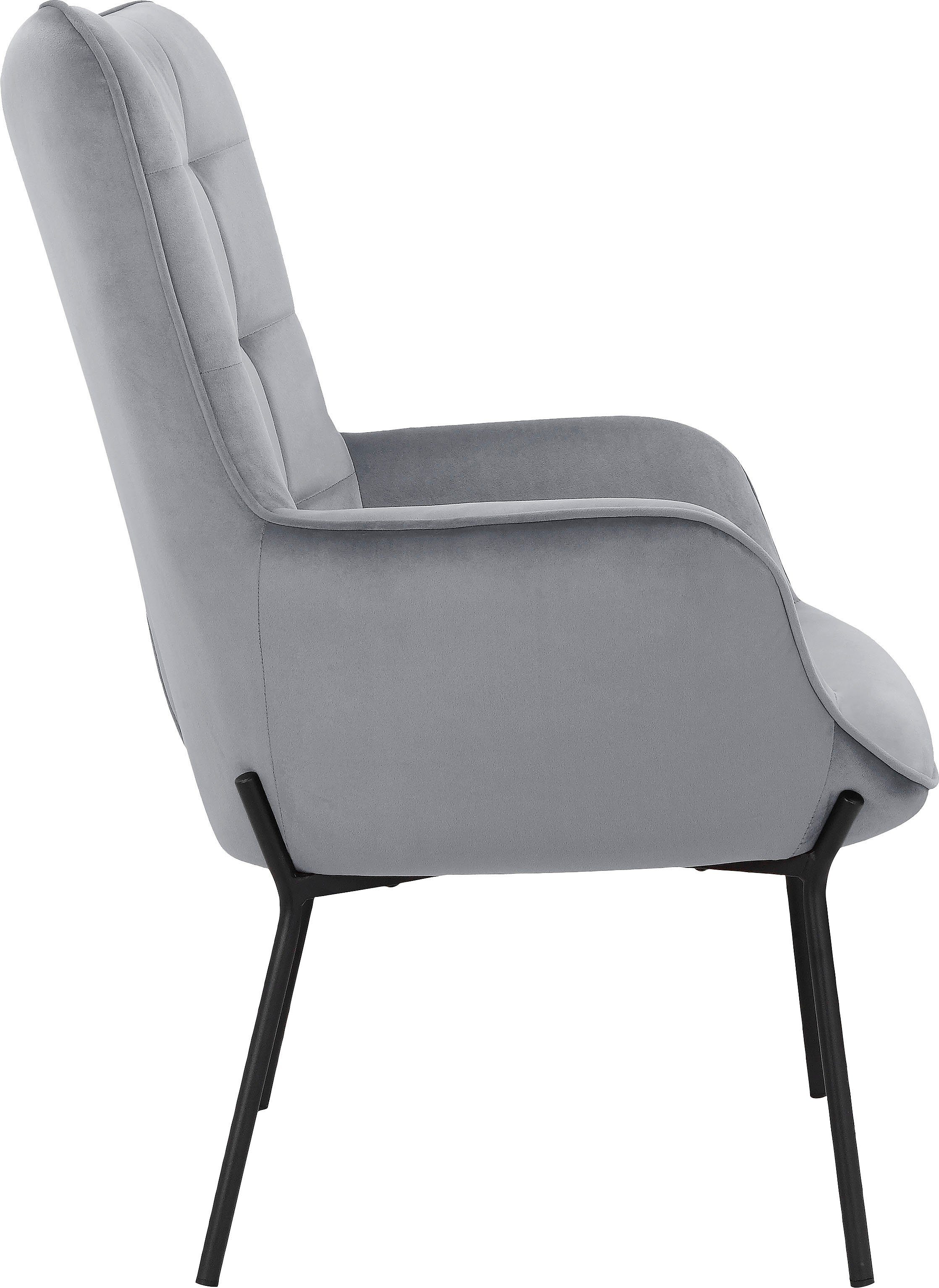 OTTO products Loungestoel Luukas, ovale stoel met metalen poten Stof gerecycled polyester, zacht verdikte zitting en rugleuning, zithoogte 46 cm (1 stuk)