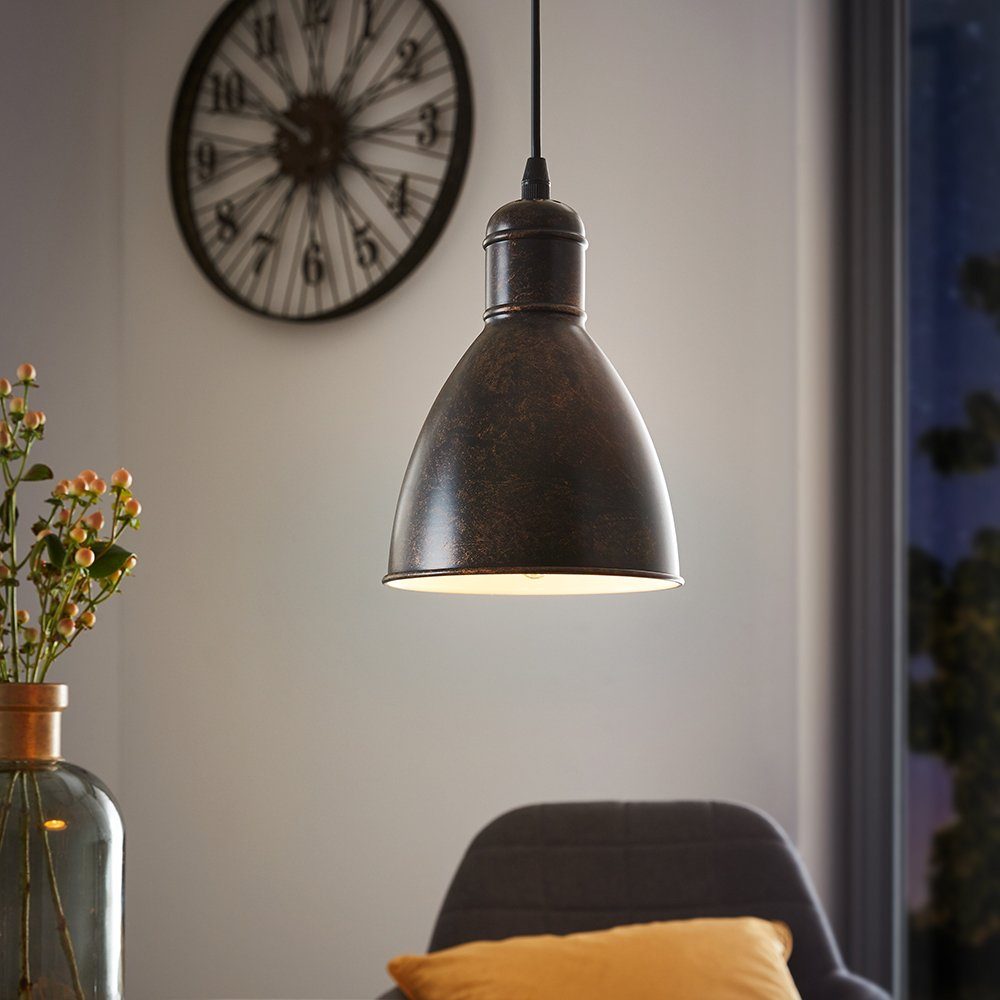 EGLO Hanglamp PRIDDY 1 koperkleur-antiek / ø15,5 x h110 cm / lamp van staal / vintage