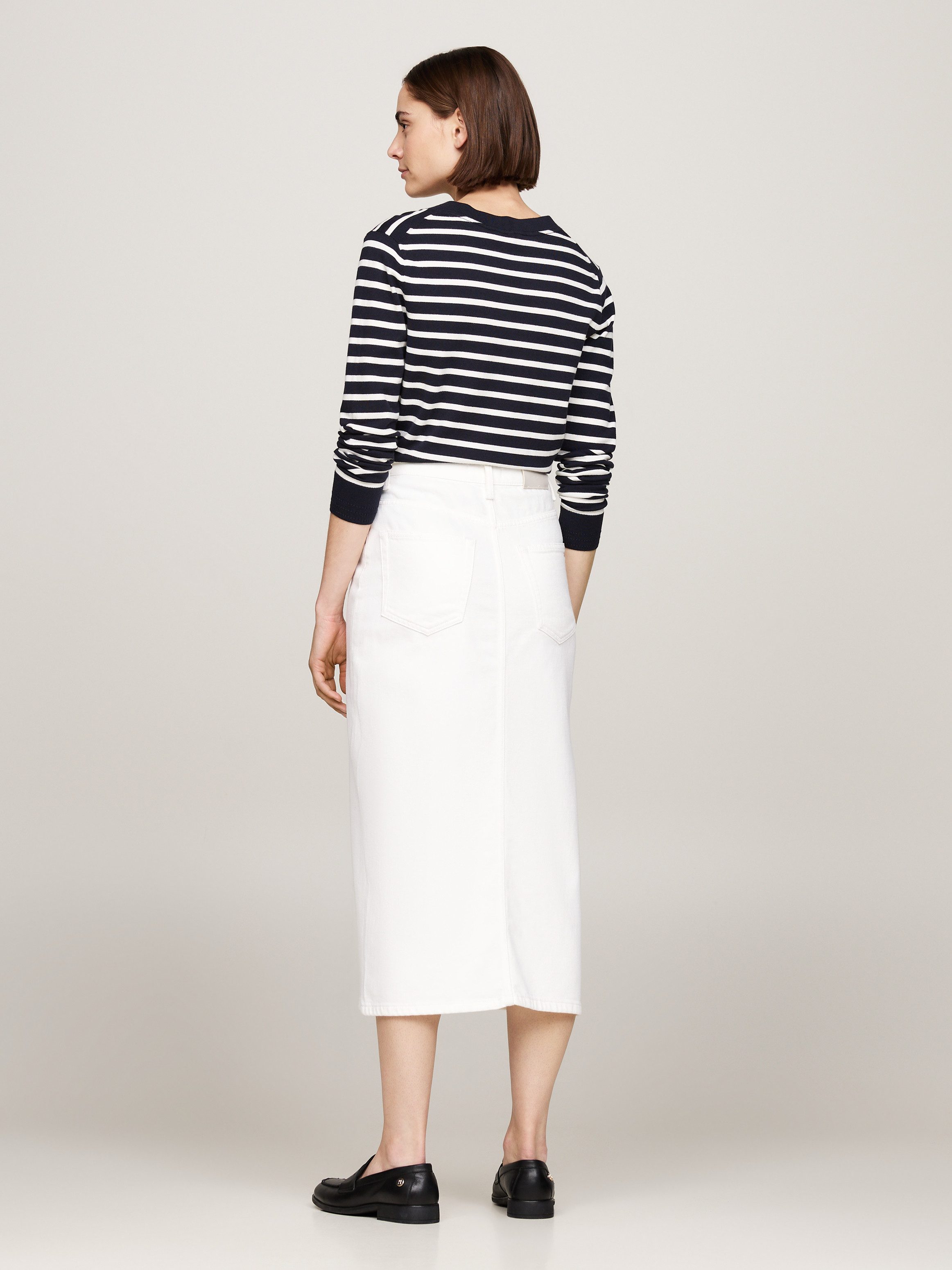 Tommy Hilfiger Kokerrok MIDI STRAIGHT SKIRT HW ECRU