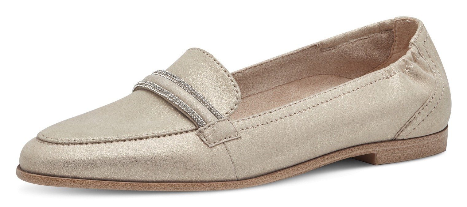 Tamaris Loafers Slipper, business schoen met fonkelende sierspeld