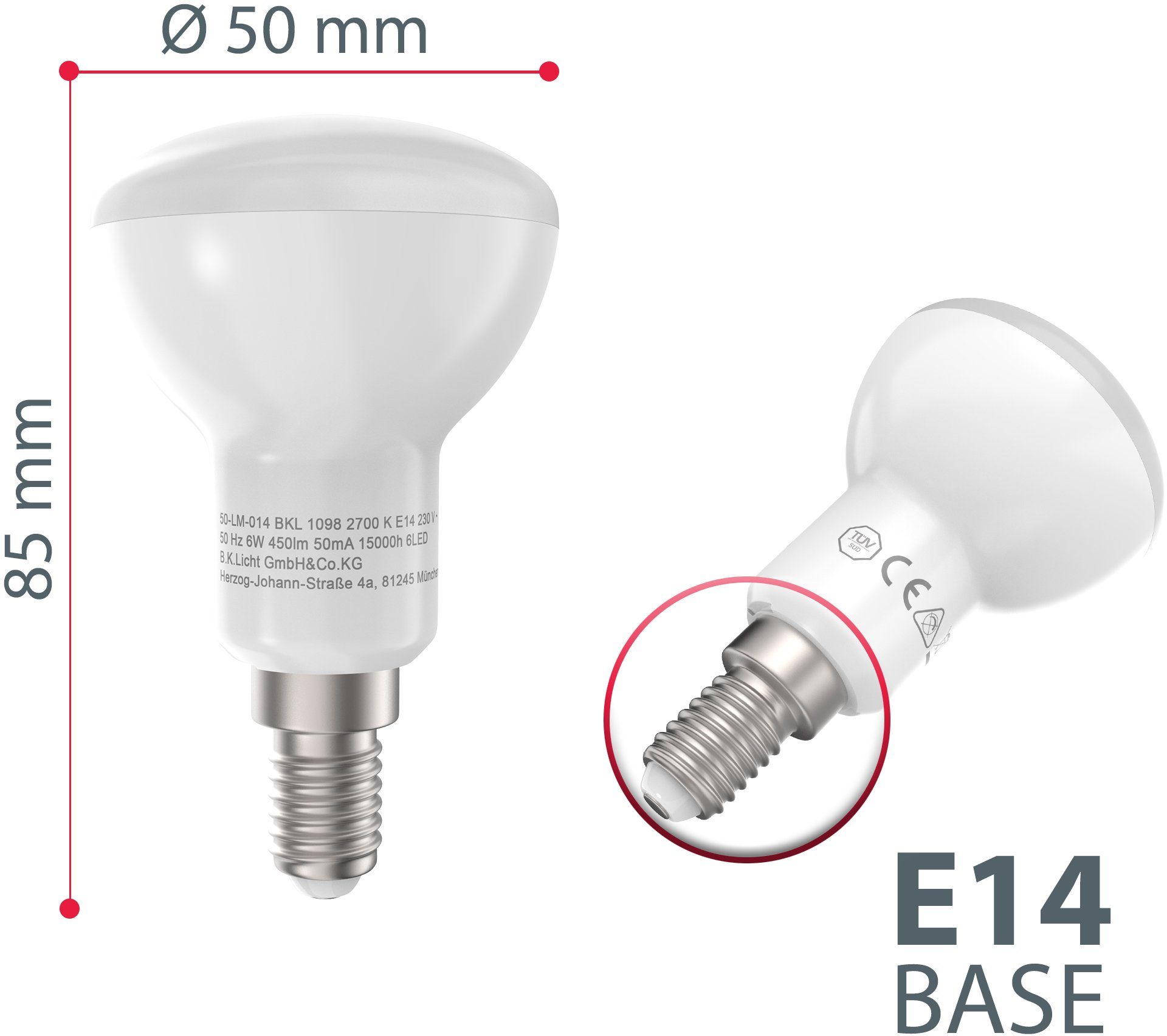 B.K.Licht Led-verlichting LED-lamp gloeilamp 6 watt 450 lumen 2.700 Kelvin spaarlamp