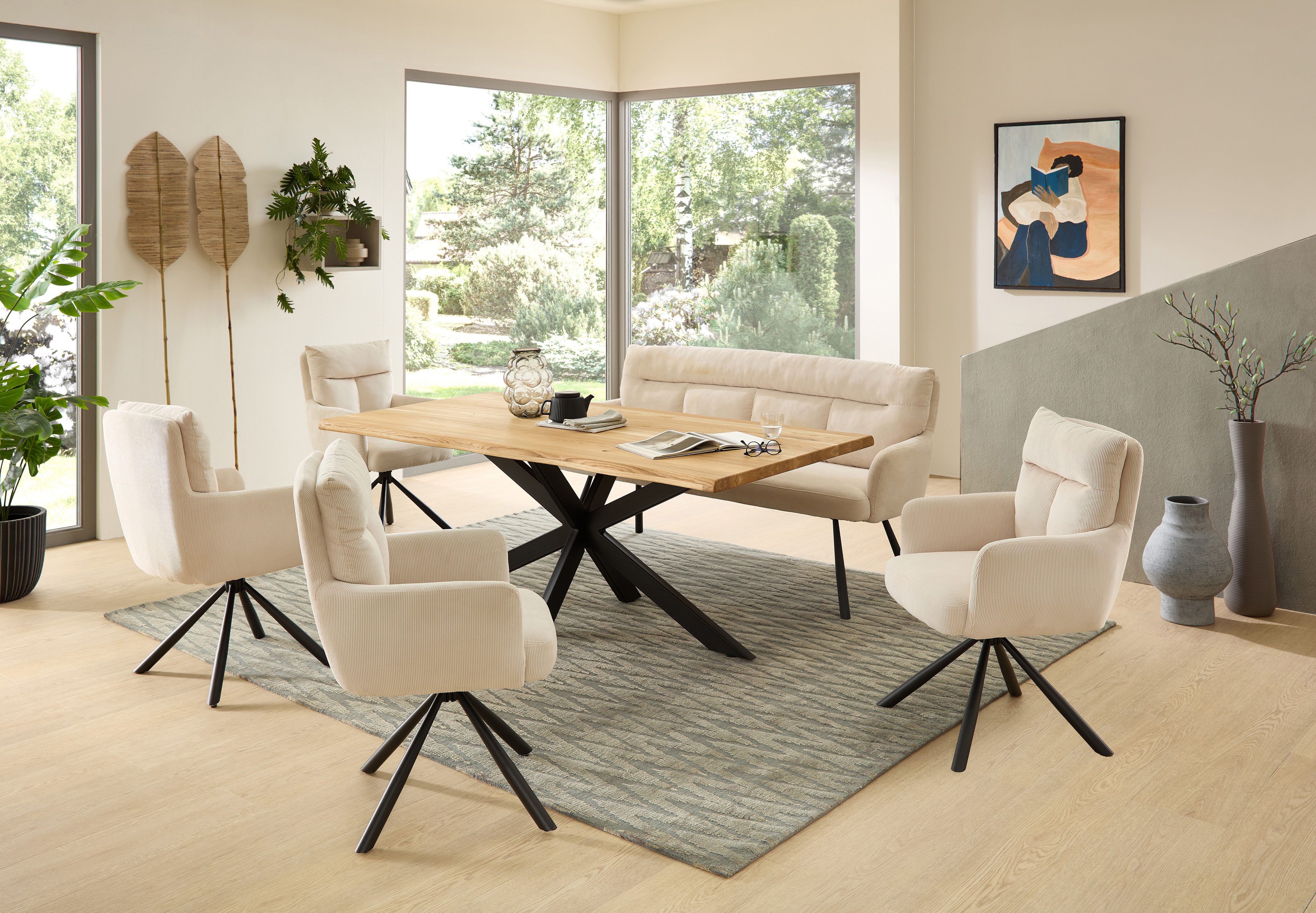 Stolkom Eettafel TOM, TOPSELLER! 200 cm breed massief eikenhout met boomrand