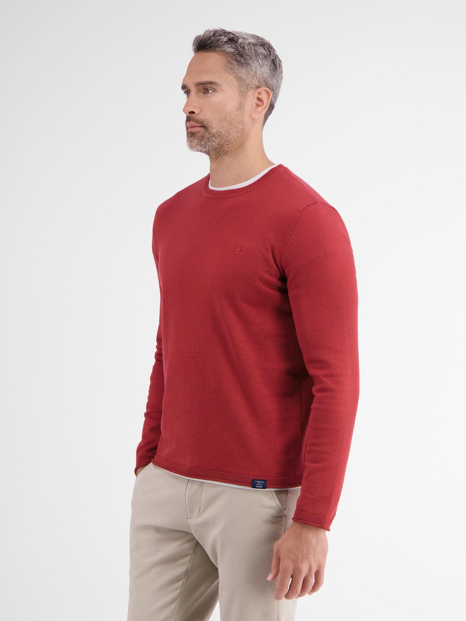 Lerros Gebreide trui LERROS ronde hals pullover, vlakbrei