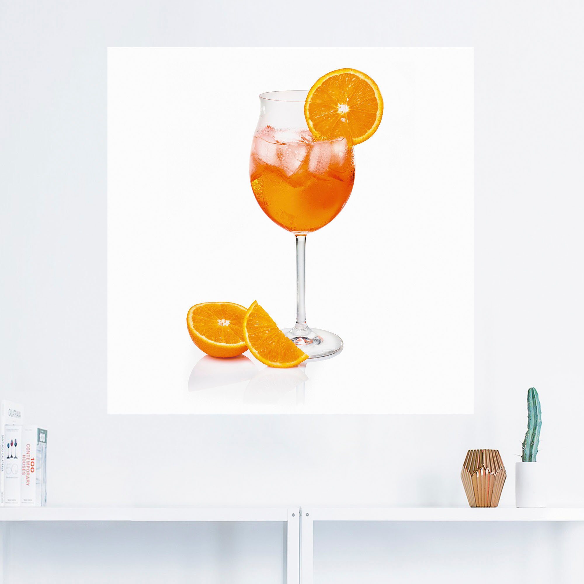 Artland Artprint Aperol Spritz met een schijf sinaasappel als artprint van aluminium, artprint voor buiten, artprint op linnen, poster, muursticker