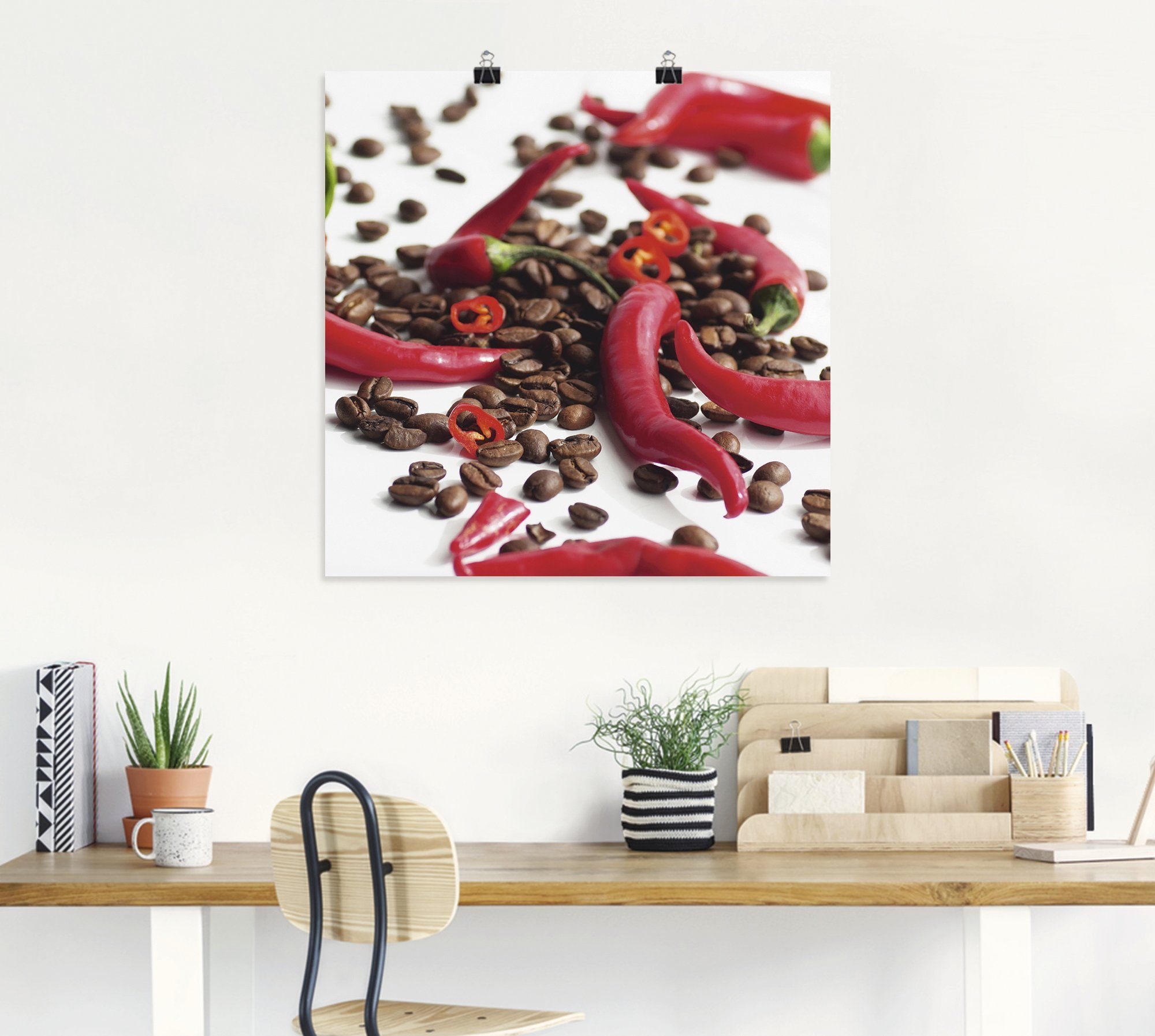 Artland Artprint Verse chili op koffie als artprint op linnen, poster in verschillende formaten maten