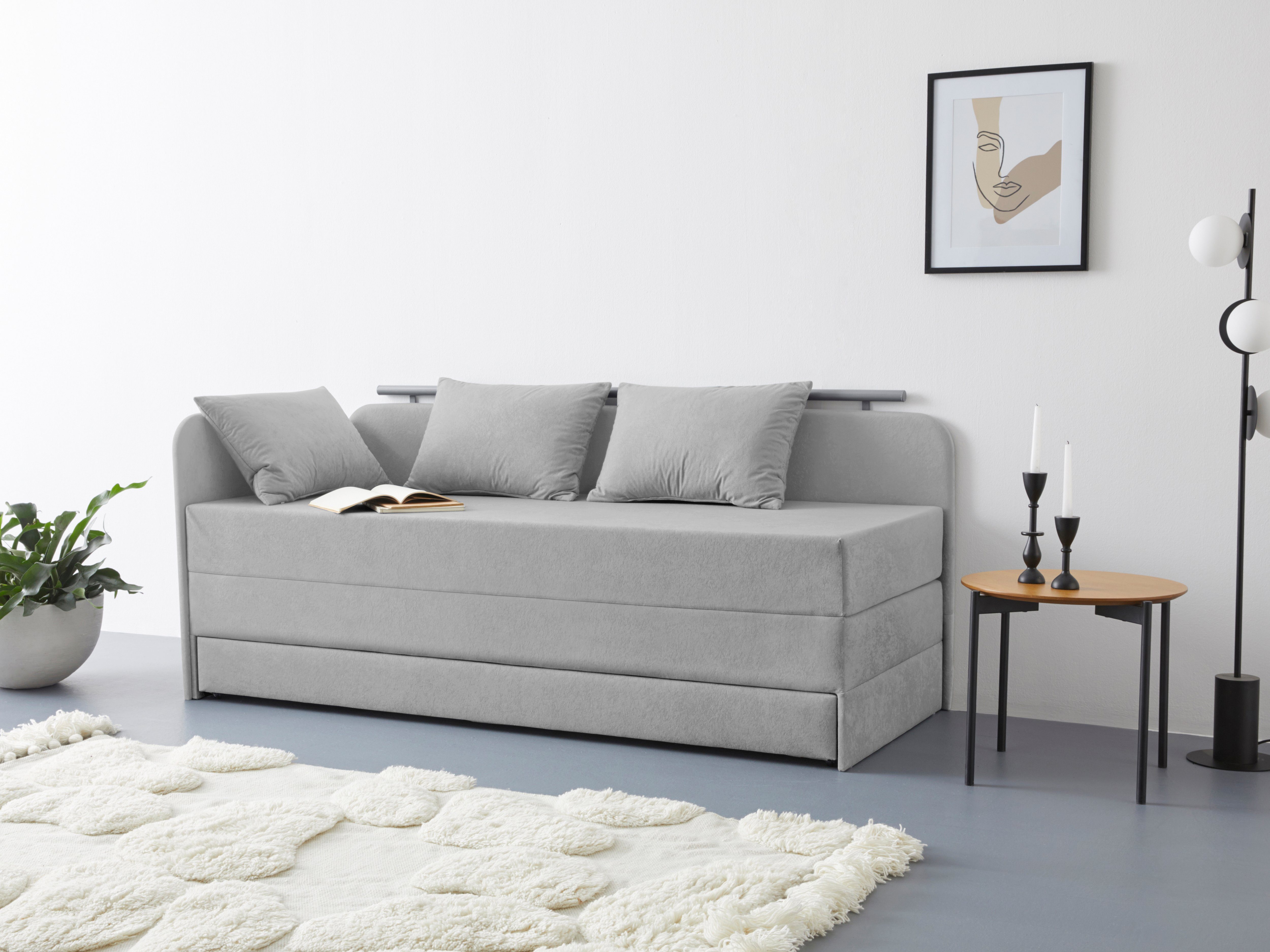 Maintal Bed Diana met bergruimte grijs, slaapbanken, Lighoogte 42 cm