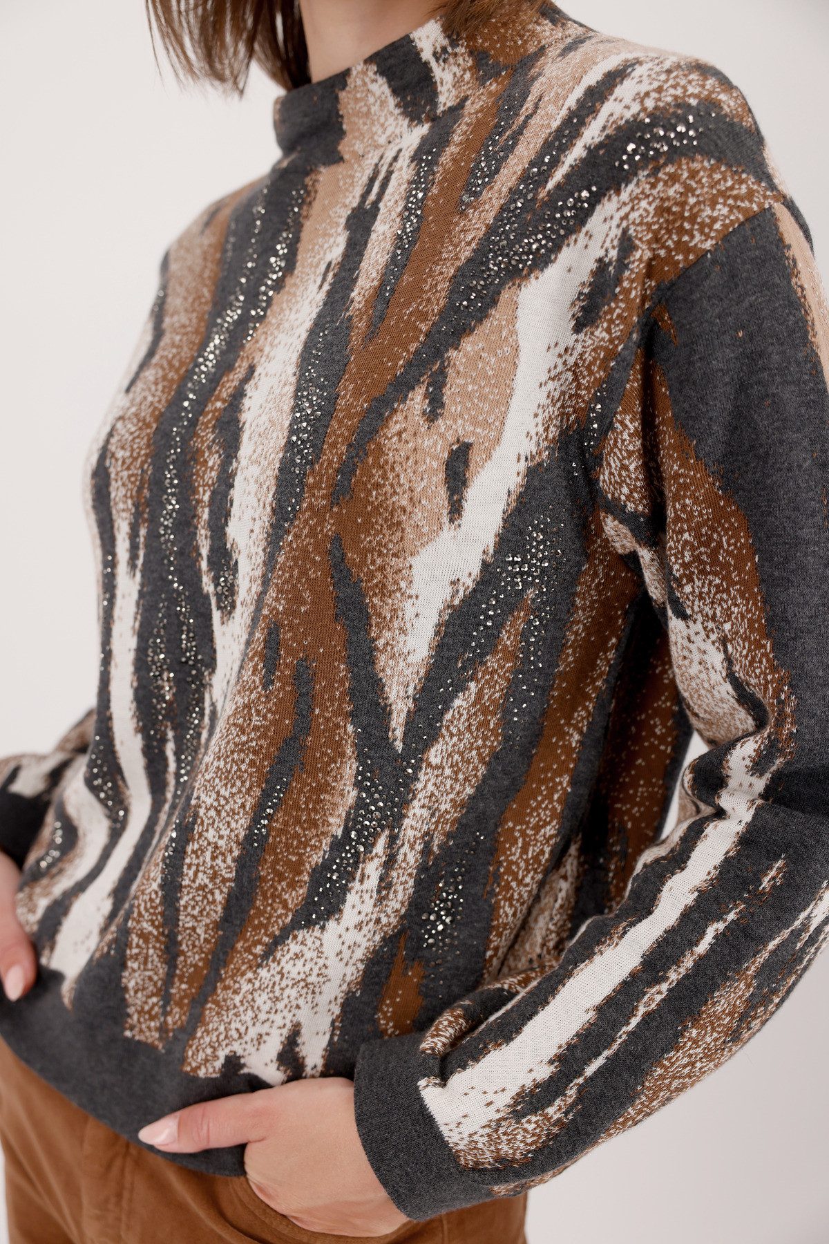 Monari Gebreide trui Regular fit met ronde hals