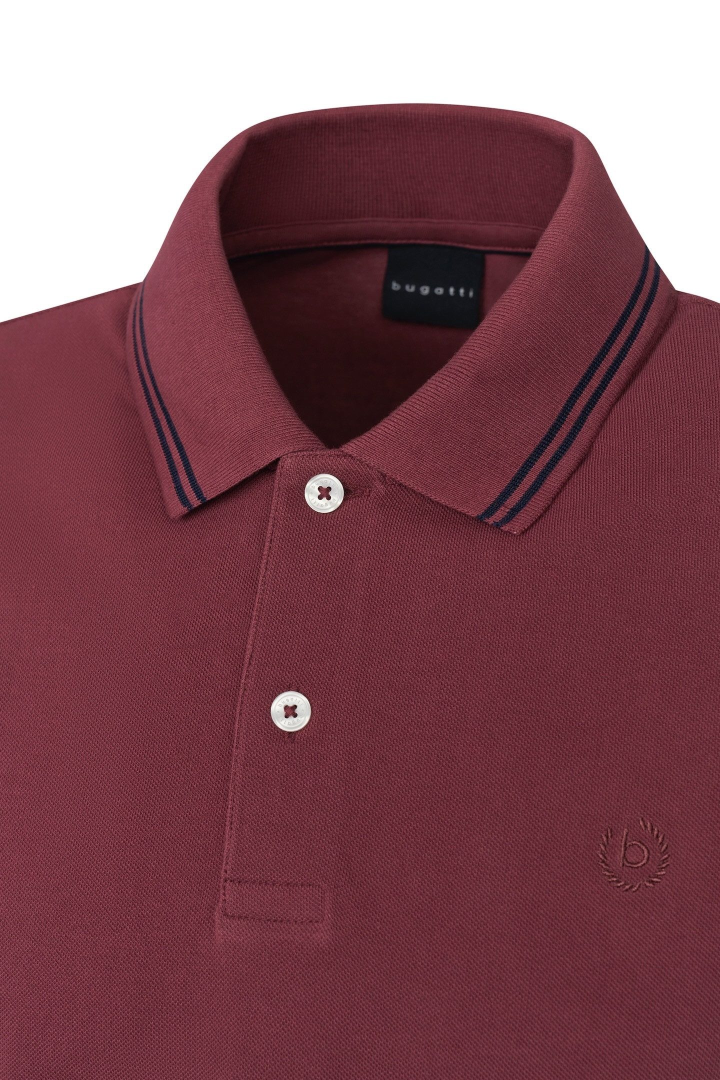 Bugatti Poloshirt met contraststrepen en borstborduursel