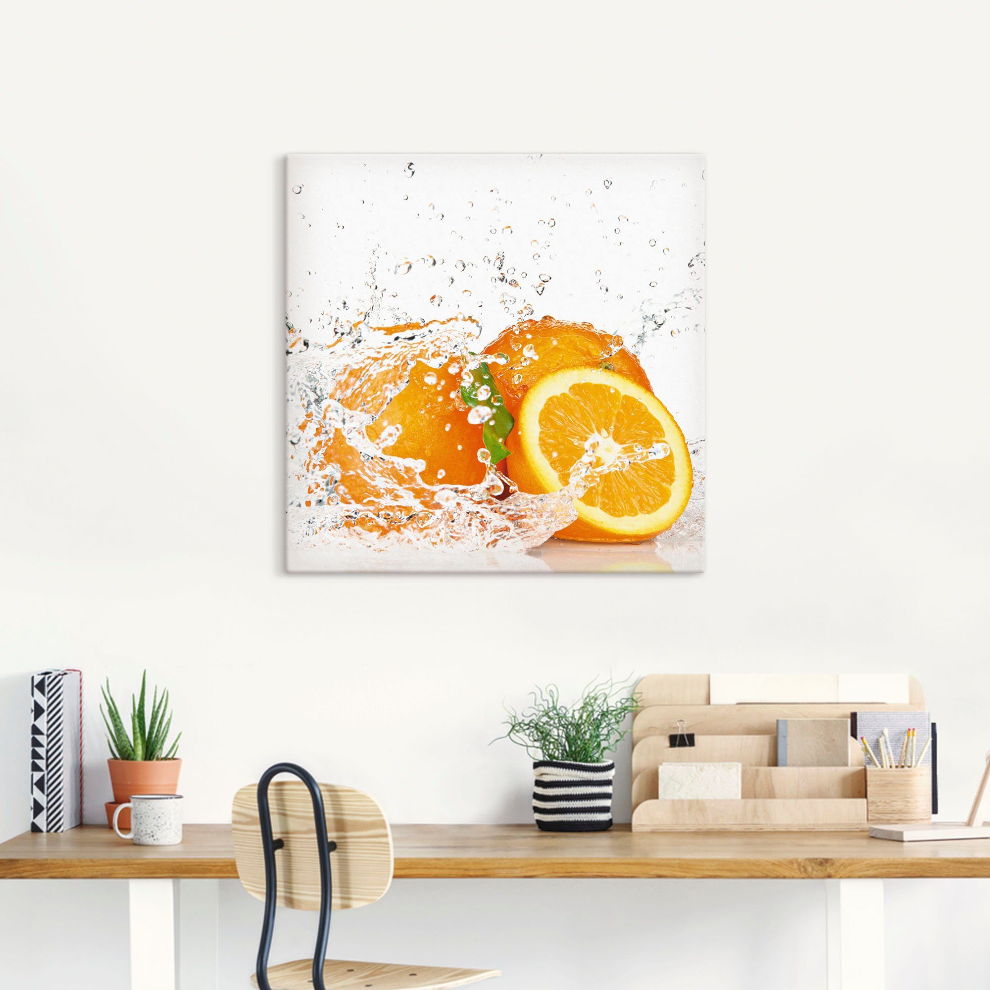Artland Artprint Orange met spatwater als artprint op linnen, poster, muursticker in verschillende maten