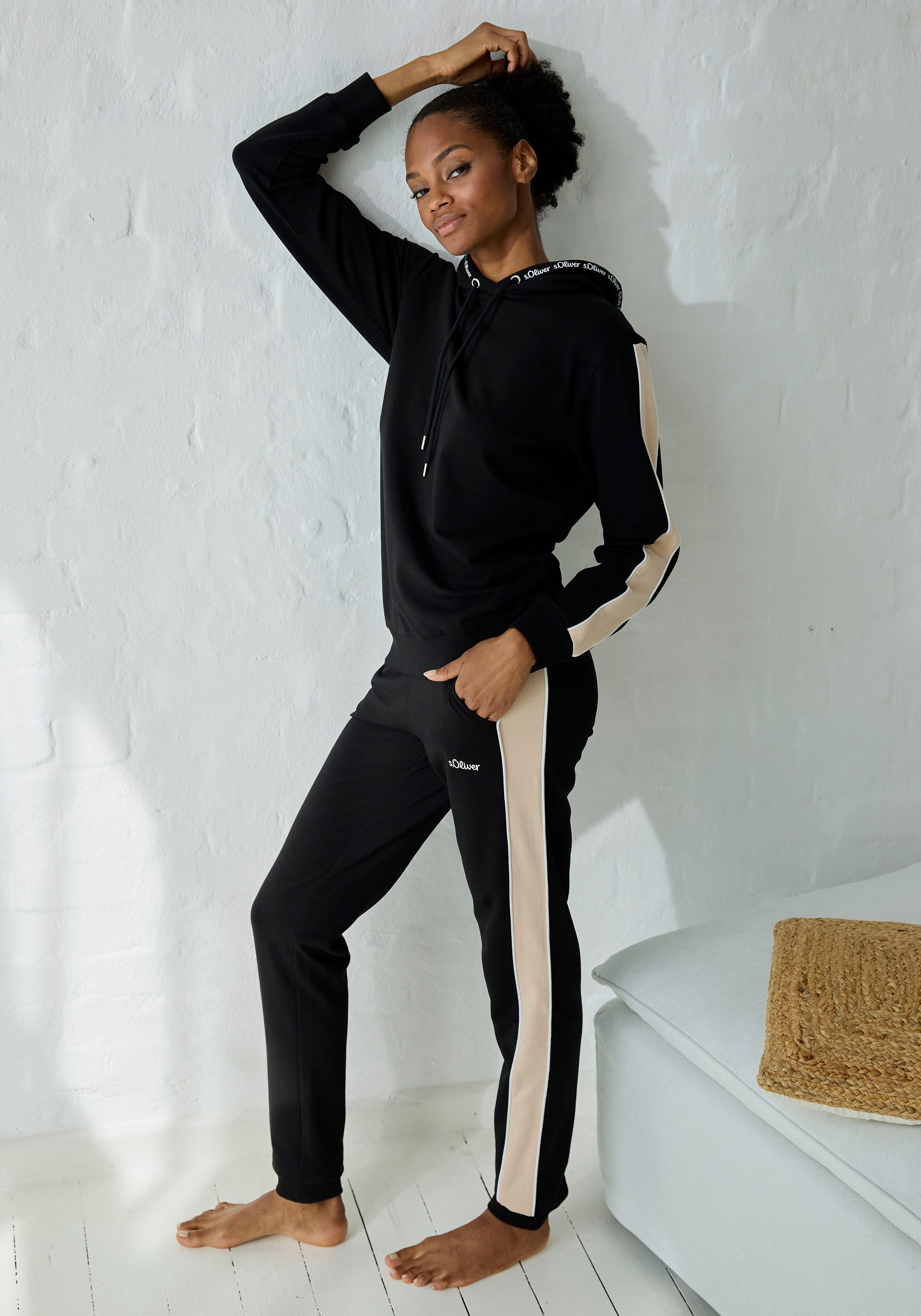 s.Oliver RED LABEL Beachwear Hoodie met contrasterende accenten loungewear (1-delig)