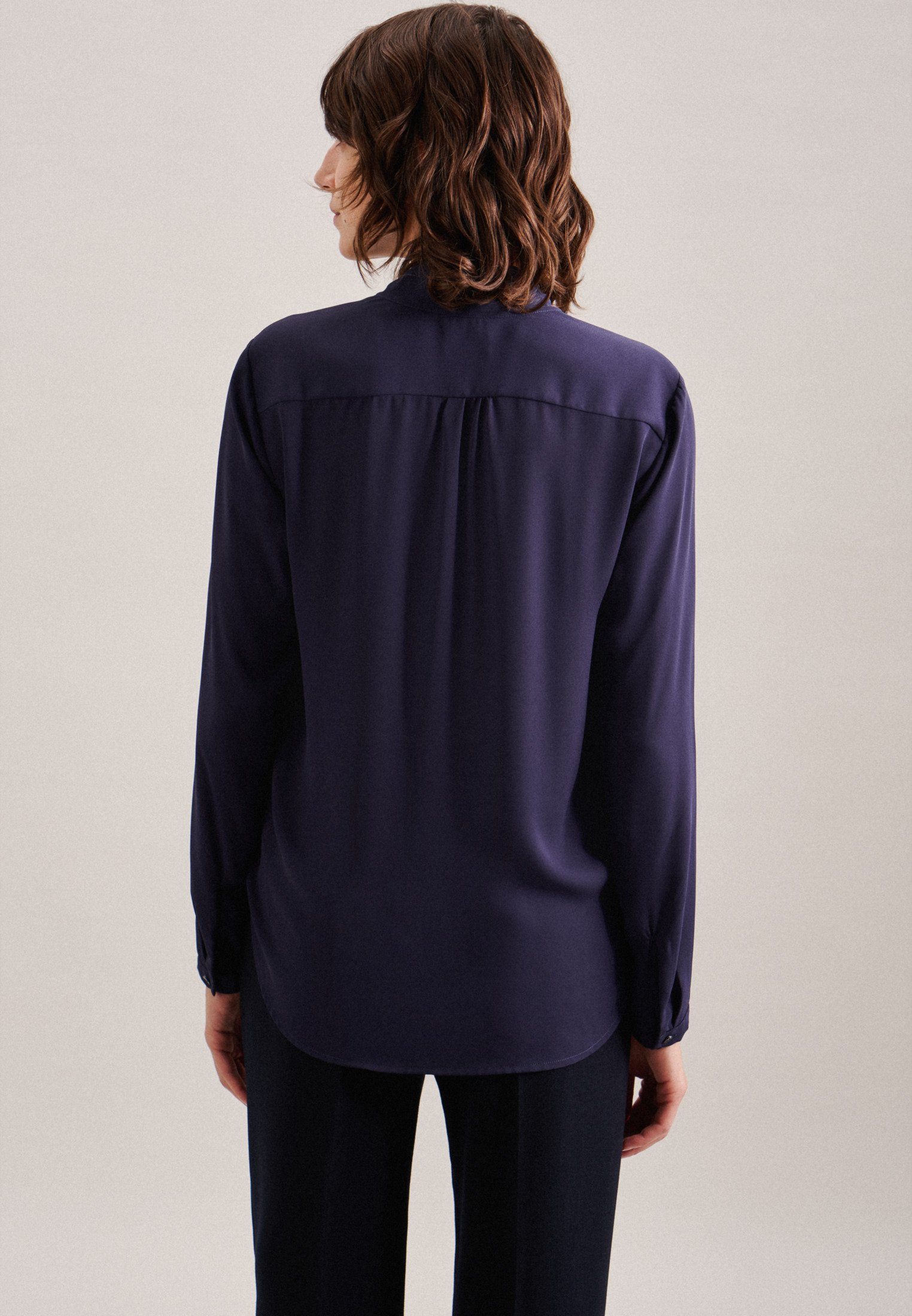seidensticker Wikkelblouse Zwarte roos Lange mouwen V-hals uni
