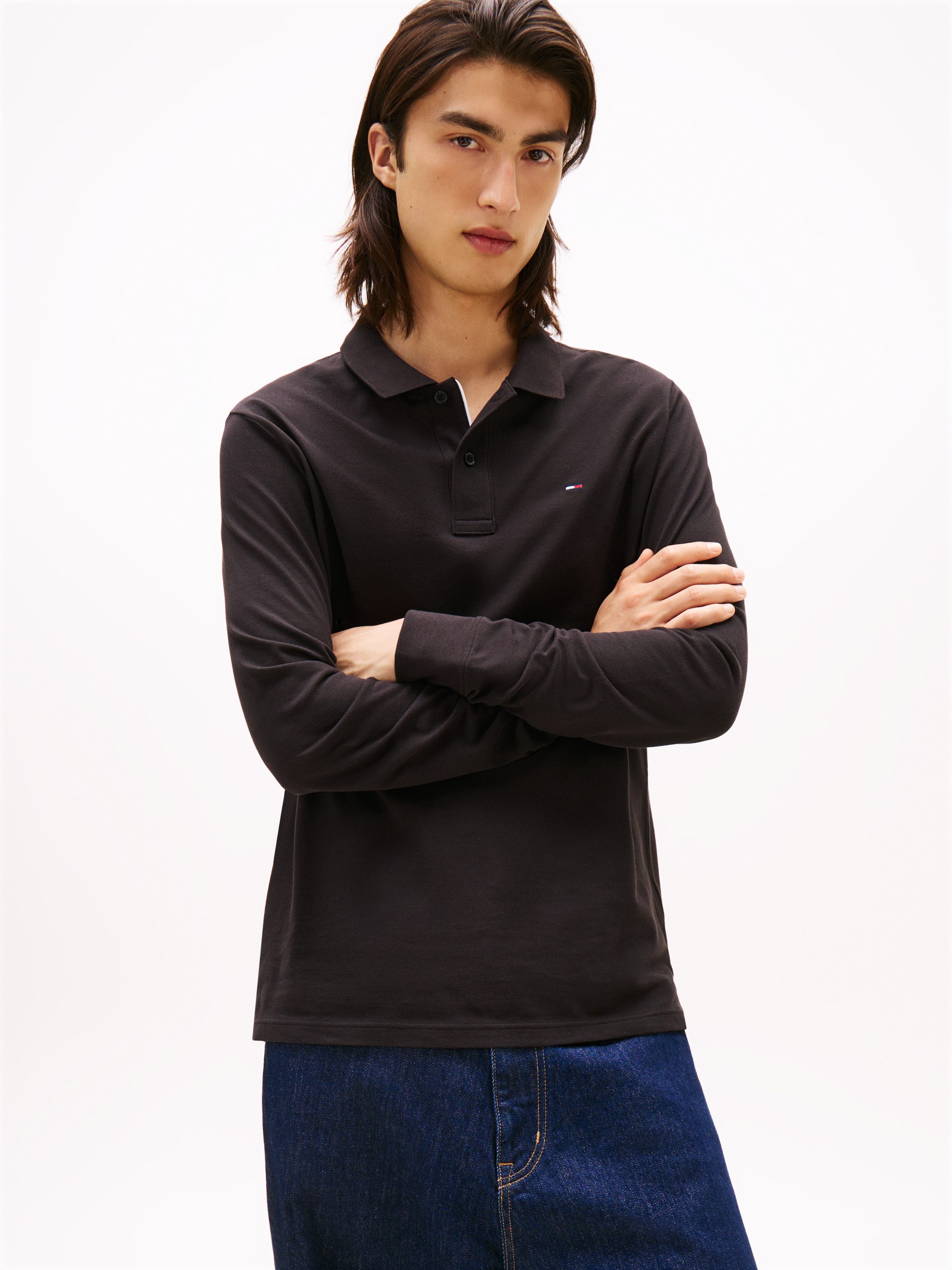 TOMMY JEANS Poloshirt TJM SLIM PLACKET POLO LS EXT