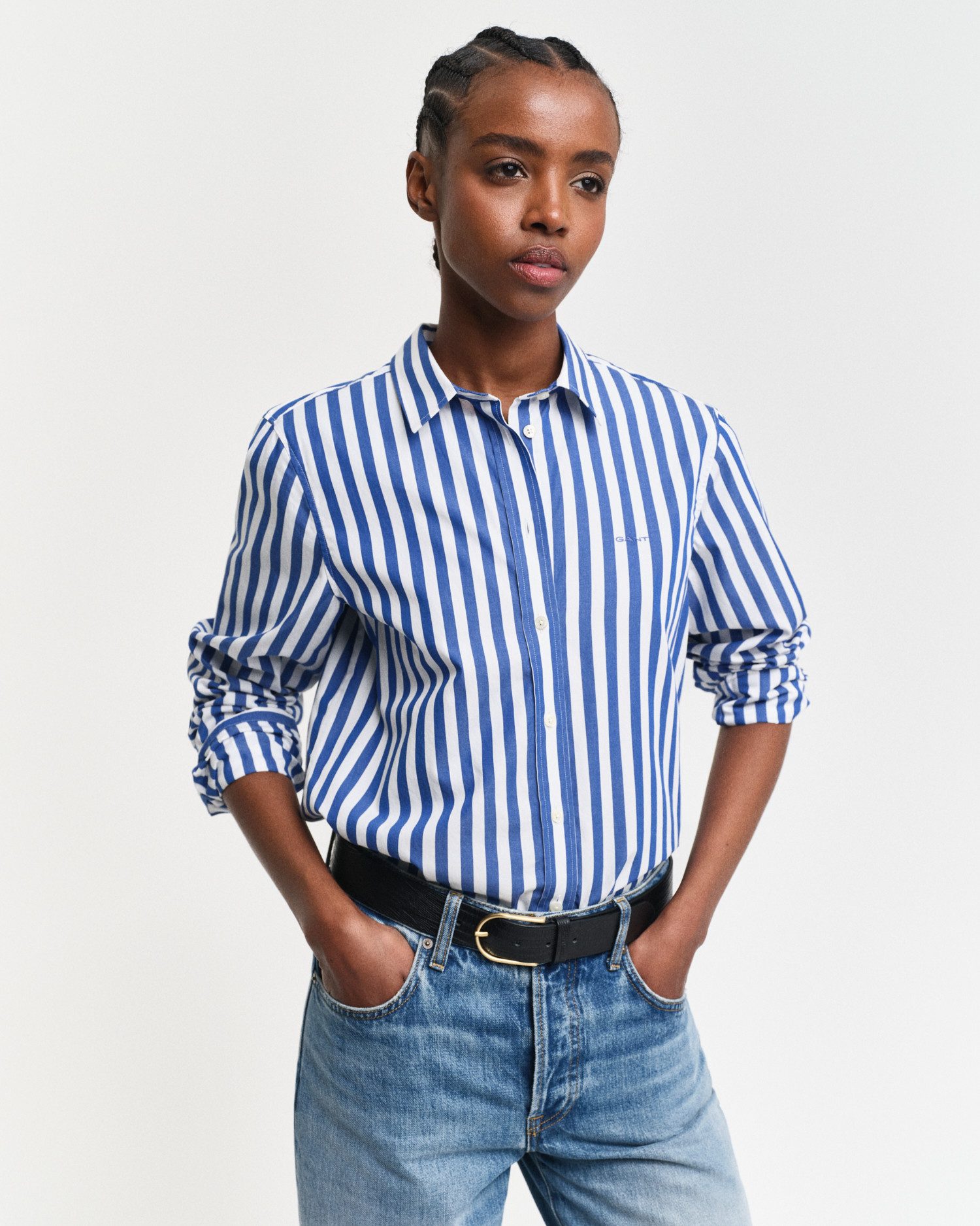 Gant Blouse met lange mouwen REG POPLIN WIDE STRIPED SHIRT Popeline blouse met brede strepen