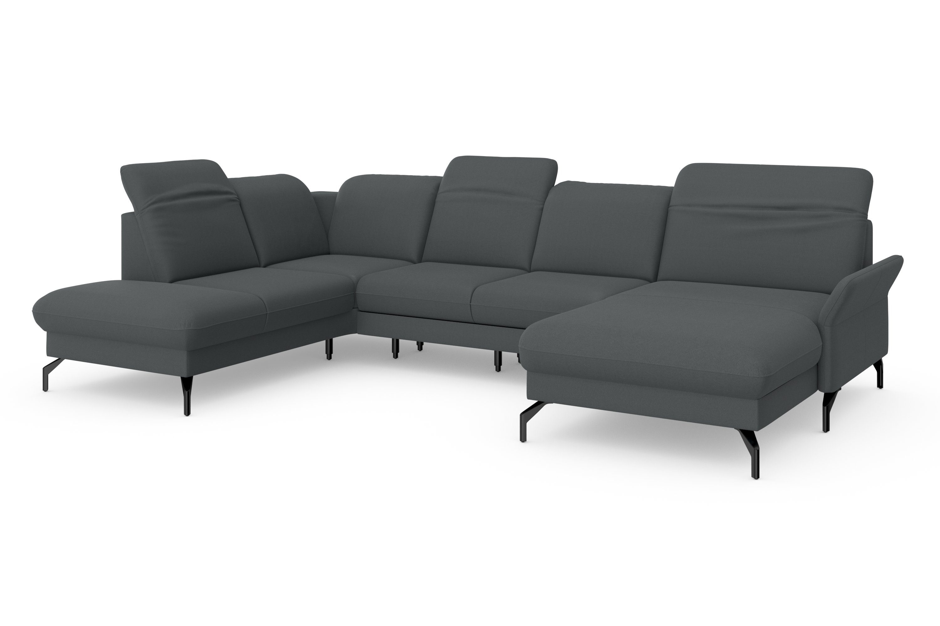 sit&more Zithoek Fashion U-vorm naar keuze met verstelbare hoofdsteun, uittrekzitting, motorisch, metalen poten