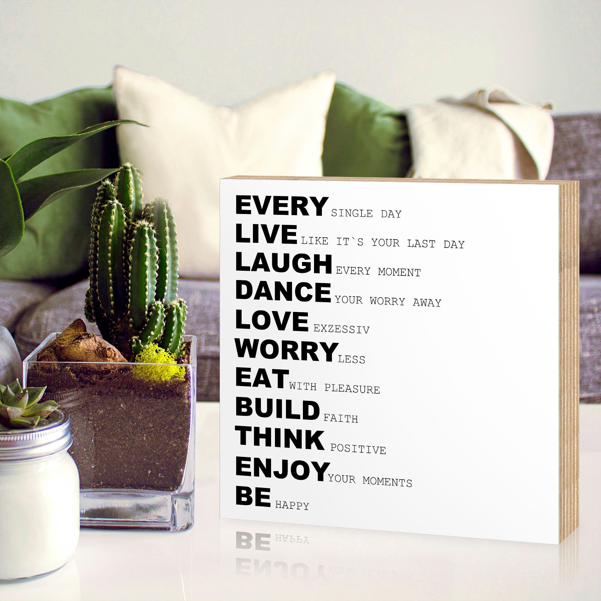 Artland Artprint op hout Elke dag