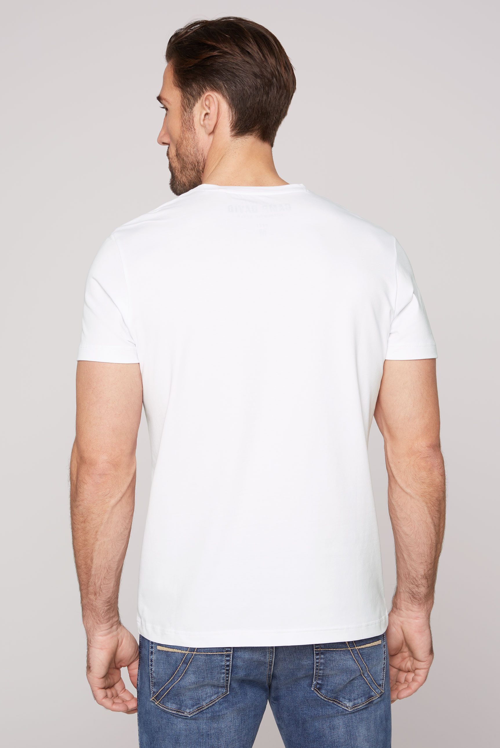 CAMP DAVID Shirt met V-hals met logoprint op borsthoogte