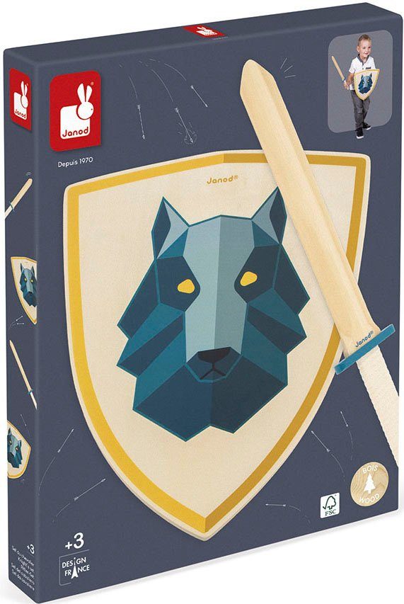 Janod Pijl en boogset voor kinderen Ridder-set wolf FSC®- beschermt bos - wereldwijd