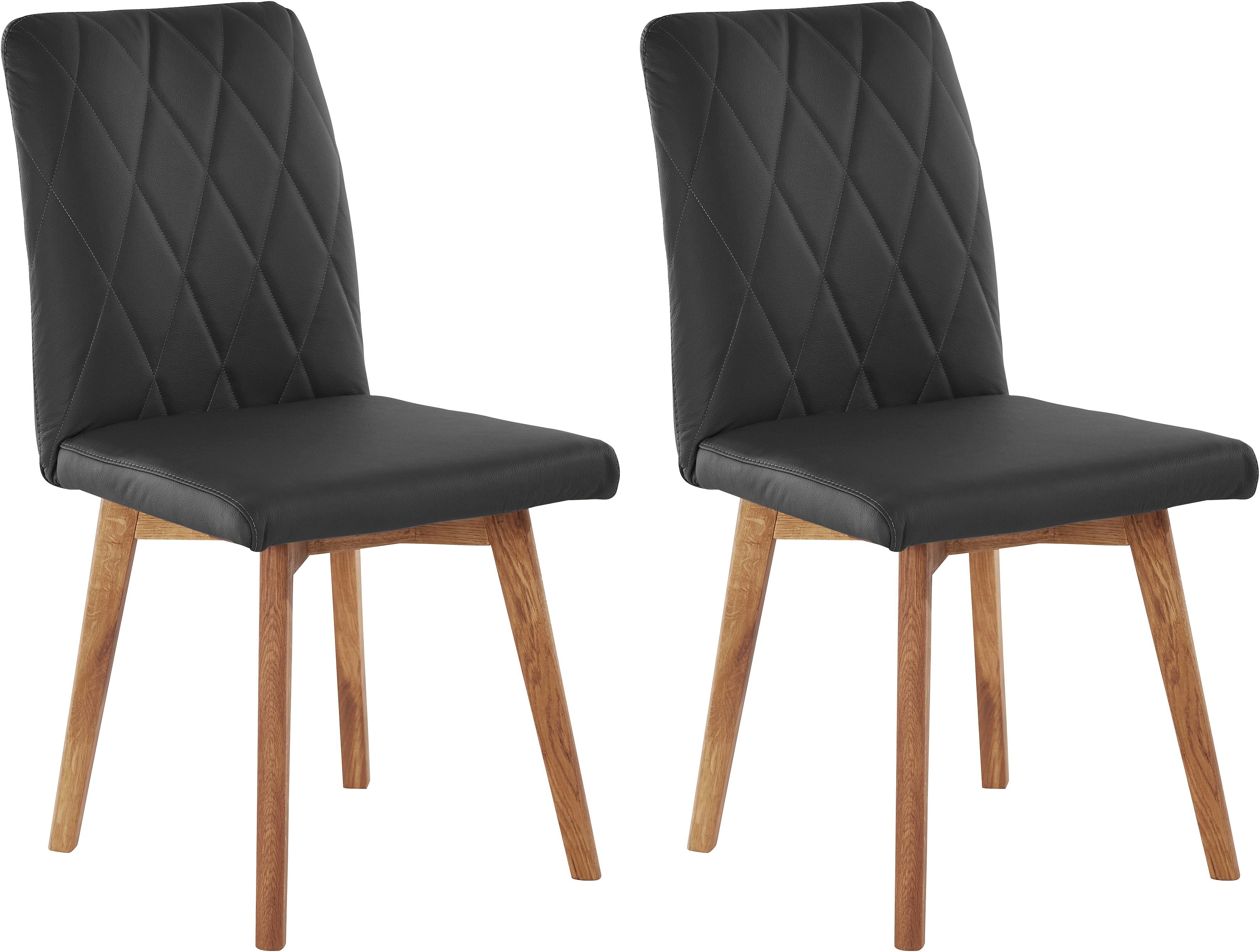 Home affaire Eetkamerstoel Brest Frame van eiken massief hout geolied (2 stuks)