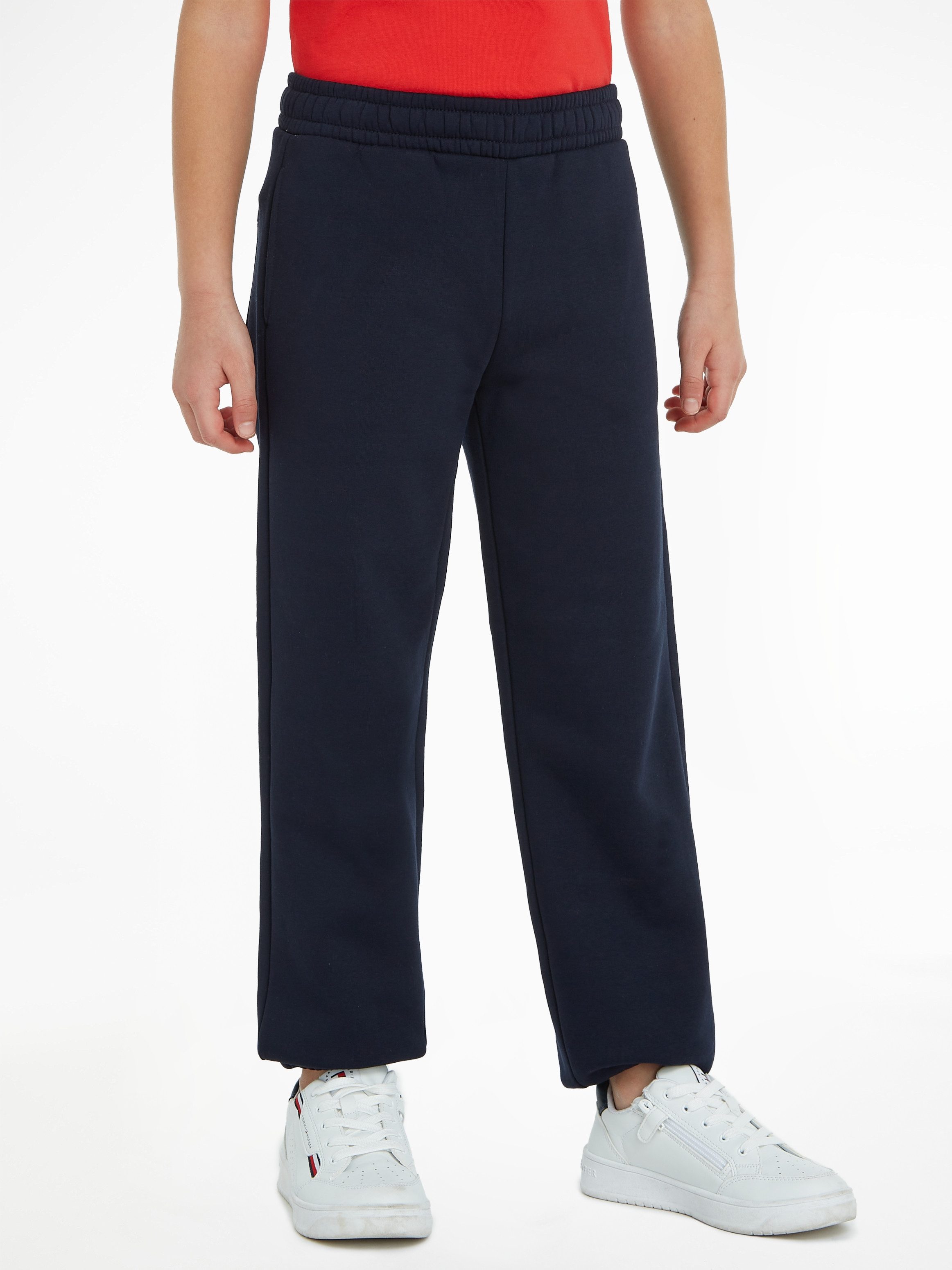 Tommy Hilfiger Sweatbroek U TIMELESS FLEECE SWEATPANTS Baby tot 2 jaar, elastische taille & broekspijpen, steekzakken meisjes broeken maat 74 blauw