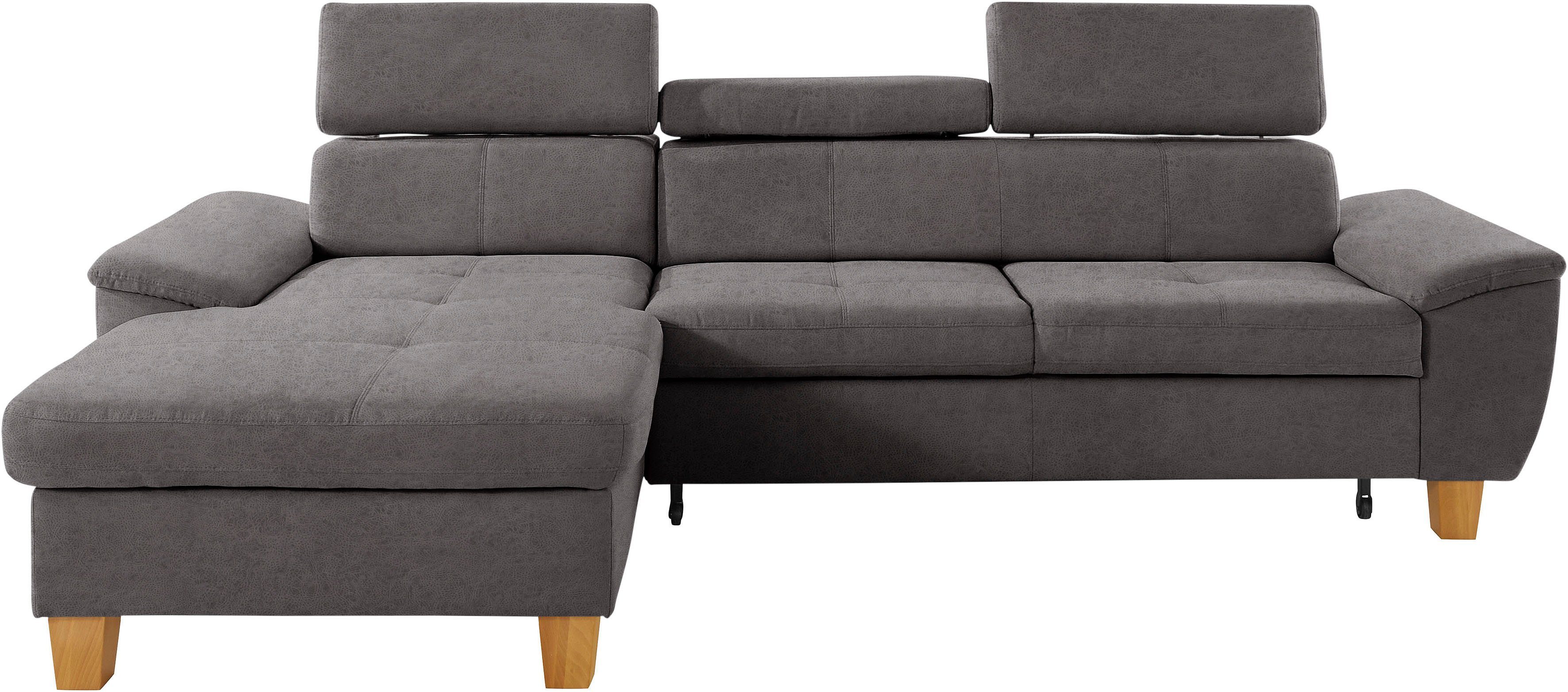 exxpo - sofa fashion Hoekbank Enya, uitgebreide afwerking, hoog zitcomfort, comfortabel, L-vorm inclusief verstelbare hoofdsteun, naar keuze met slaapfunctie en bedkist