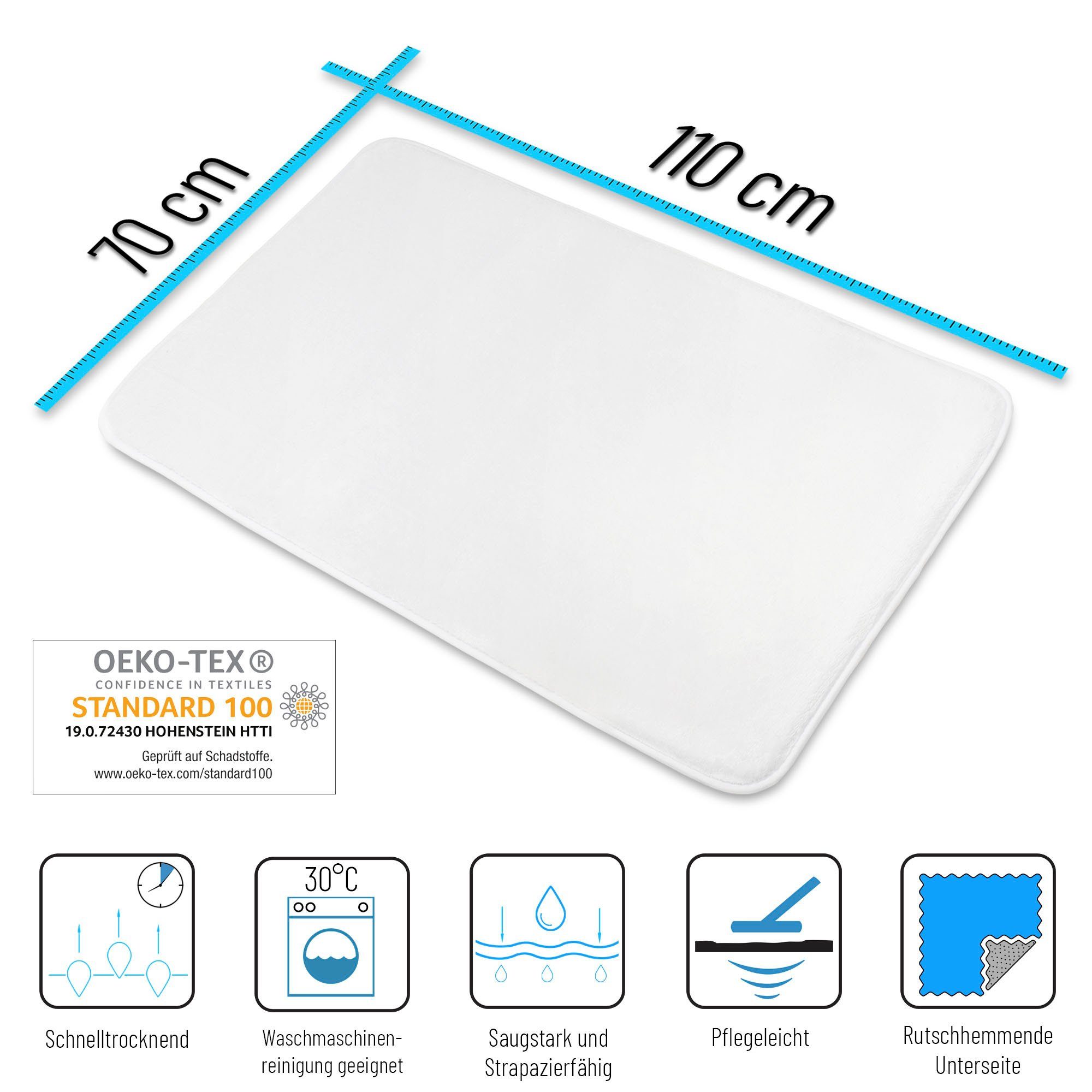 Sanilo Foam-badmat Veren superzacht, volle kleuren, antislip, 70 x 110 cm (1 stuk)