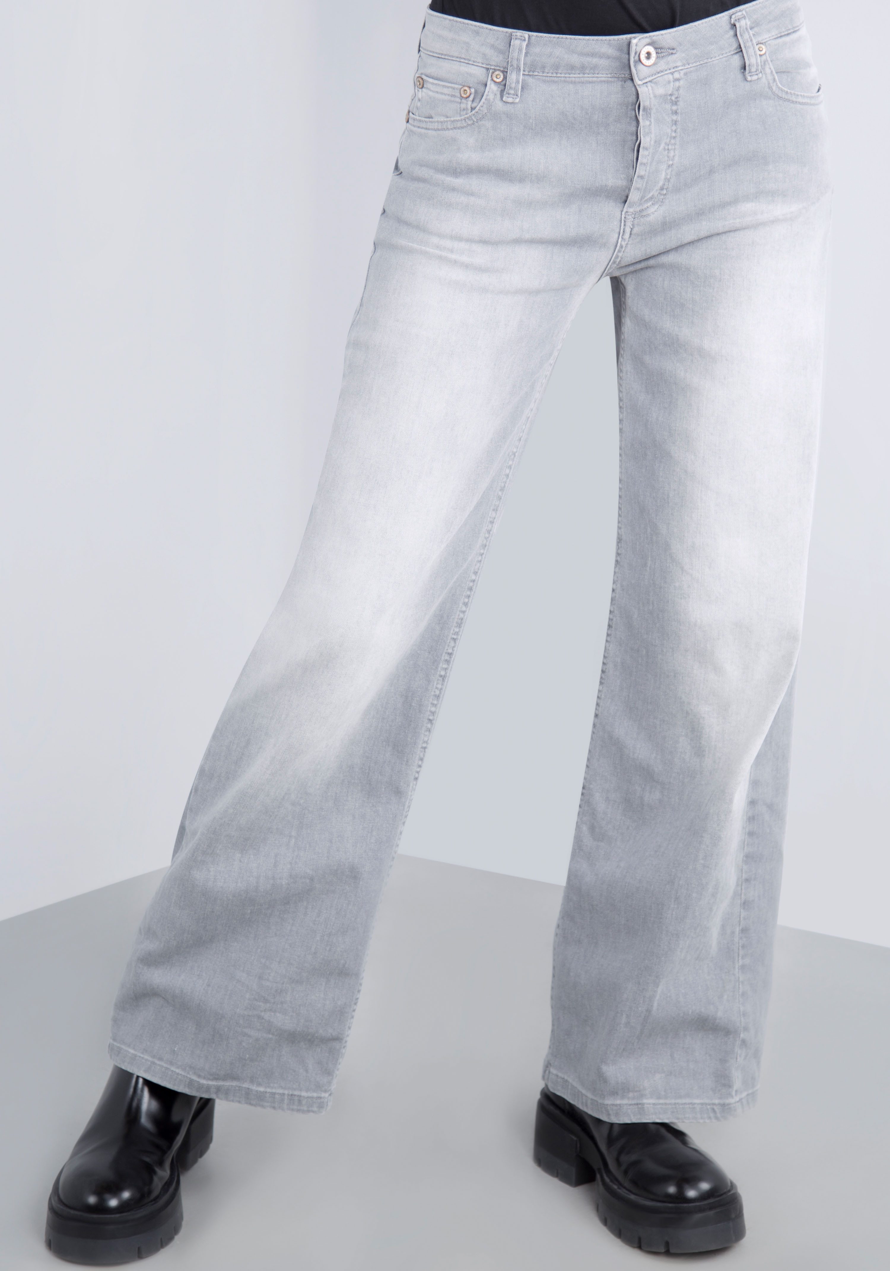 Please Jeans 5-pocket jeans met brede pijp en fade-out effecten