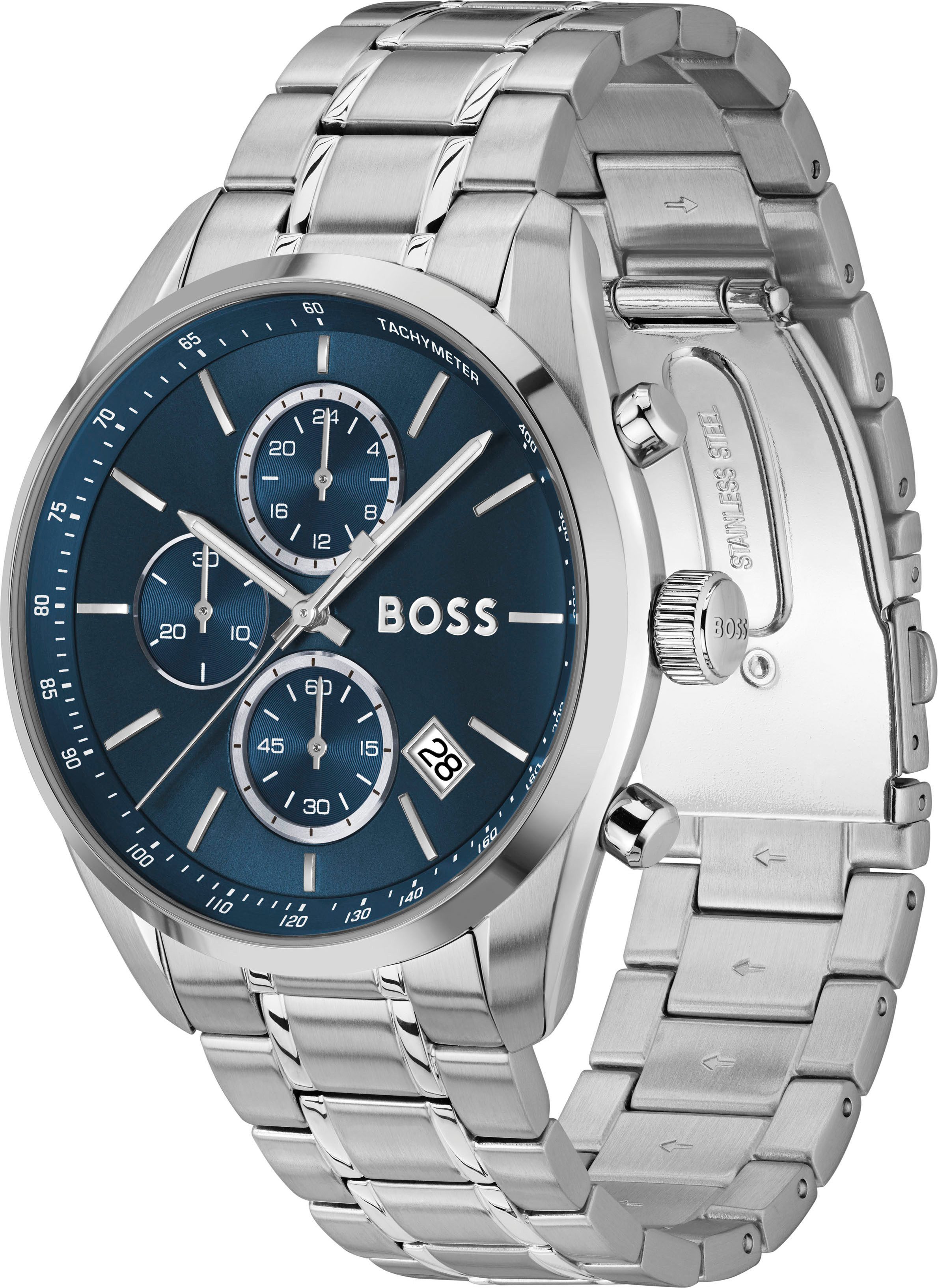 Boss Chronograaf GRAND PRIX 44 Quartzhorloge, horloge, herrenuur, roestvrijstalen band, analoog, dag