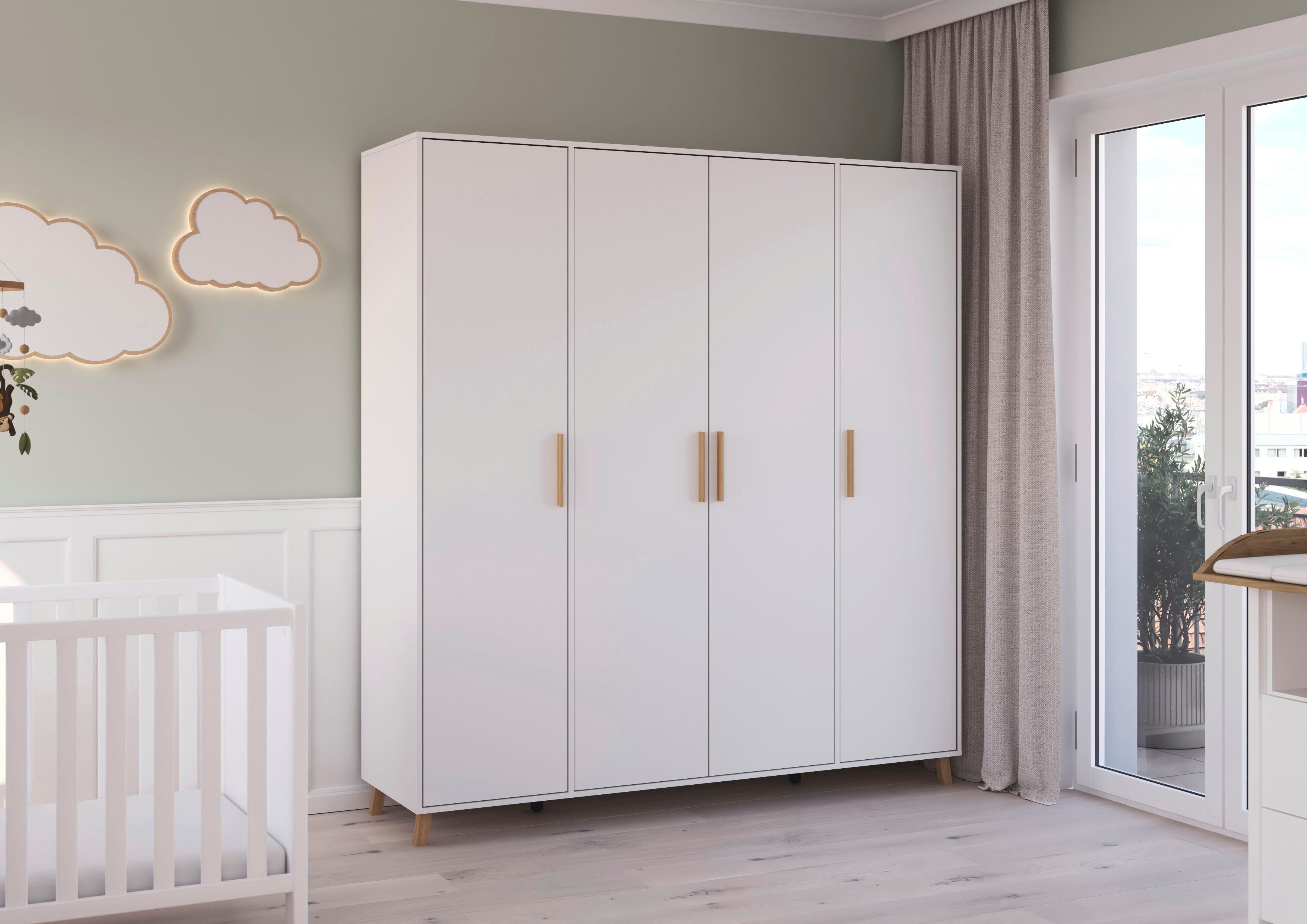 rauch Draaideurkast Kledingkast kast garderobe waskast SHINJO Grepen en voeten van massief hout, veel opbergruimte MADE IN GERMANY