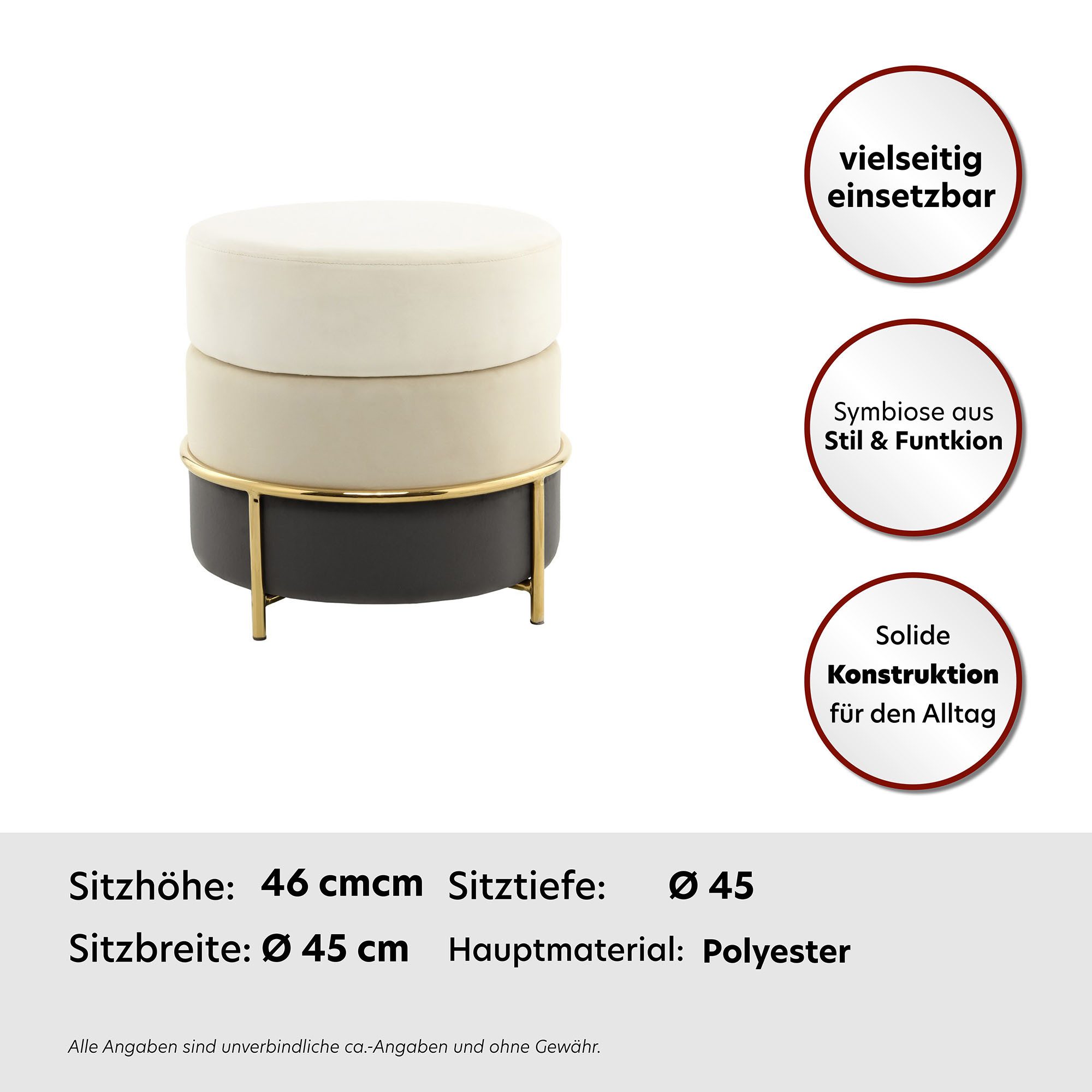 Kayoom Zithocker Kruk Matilda 125, comfortabele ronde vorm, gezellige designkruk (1 stuk)
