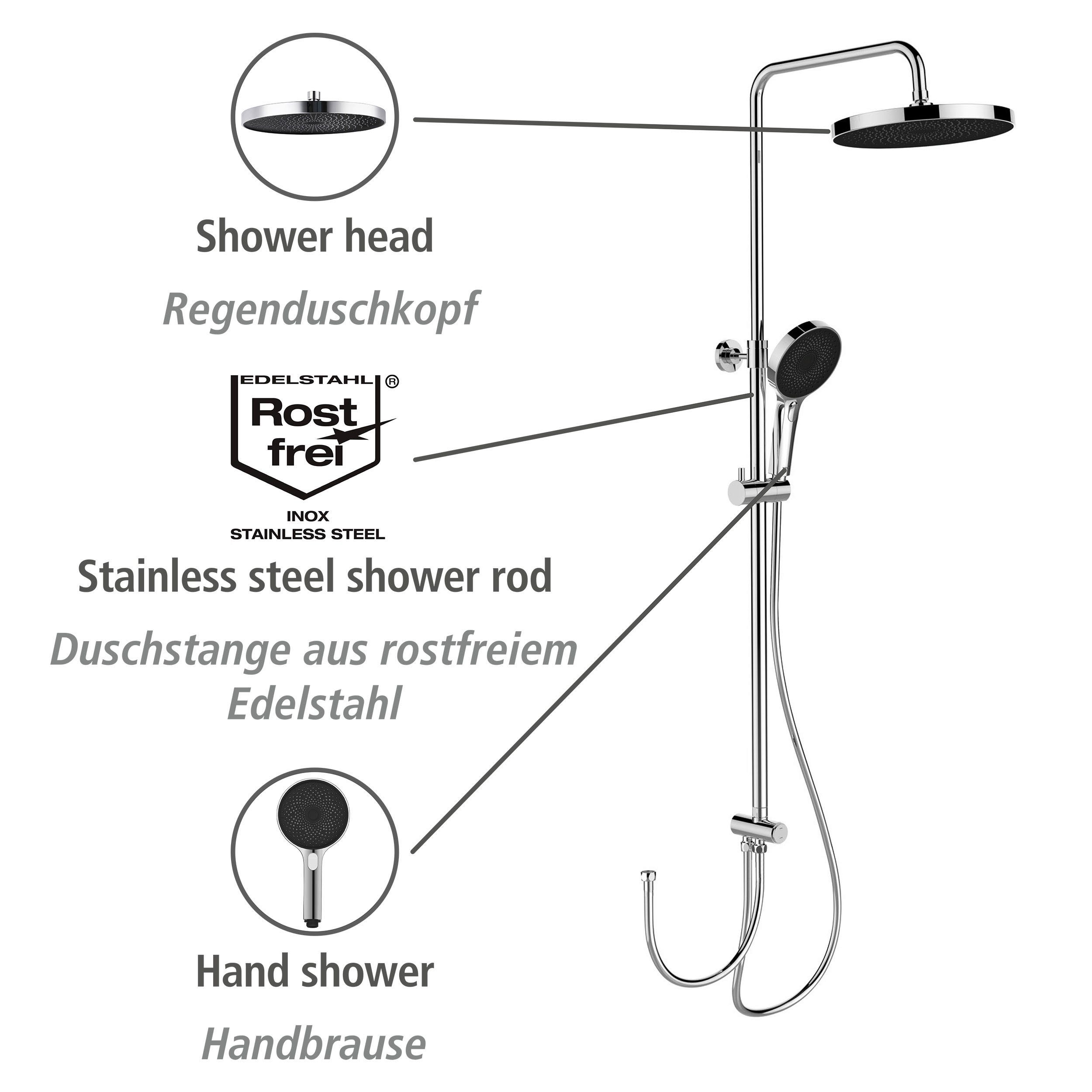 WENKO Douchesysteem Softwater Chroom, eenvoudige aansluiting op bestaande kraan of wandbocht