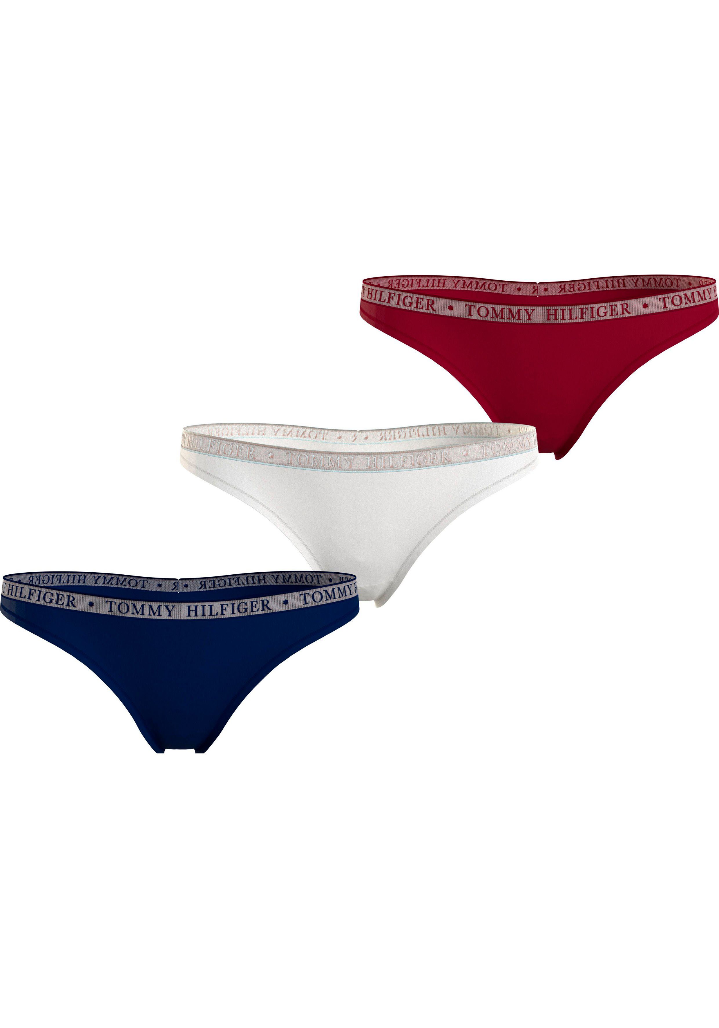 Tommy Hilfiger Underwear Slip LACE 3P THONG (EXT SIZES) met tommy hilfiger logoband (Set van 3) dames slips maat XS (34) multicolor