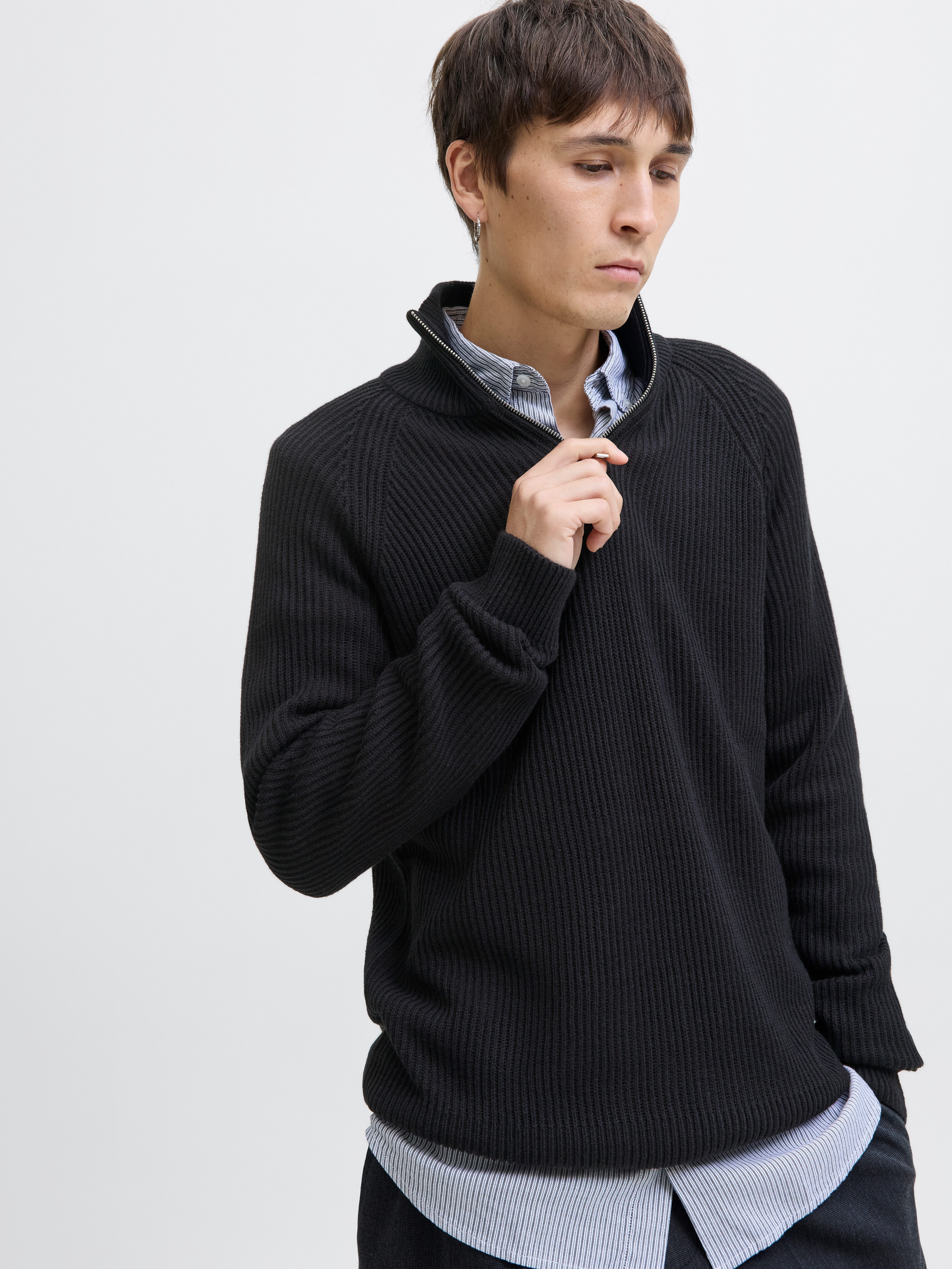 Jack & Jones Schipperstrui JJPANNEL KNIT HALF ZIP AW25