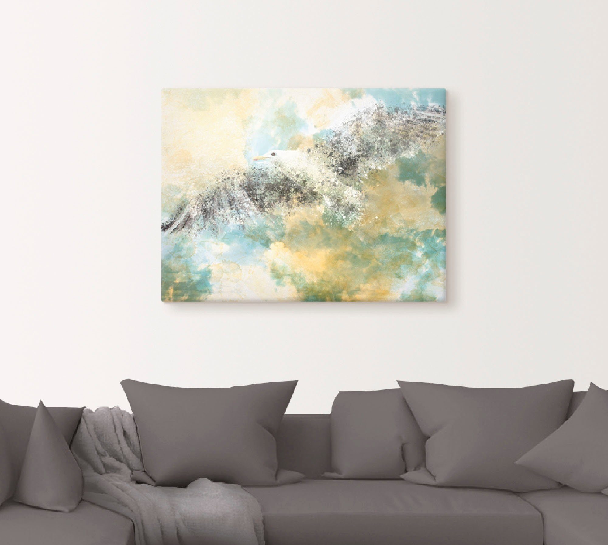 Artland Artprint Verdwijnende meeuw als artprint van aluminium, artprint voor buiten, artprint op linnen in verschillende maten