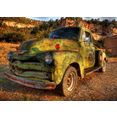 papermoon fotobehang vintage pick-up truck fluwelig, vliesbehang, eersteklas digitale print groen