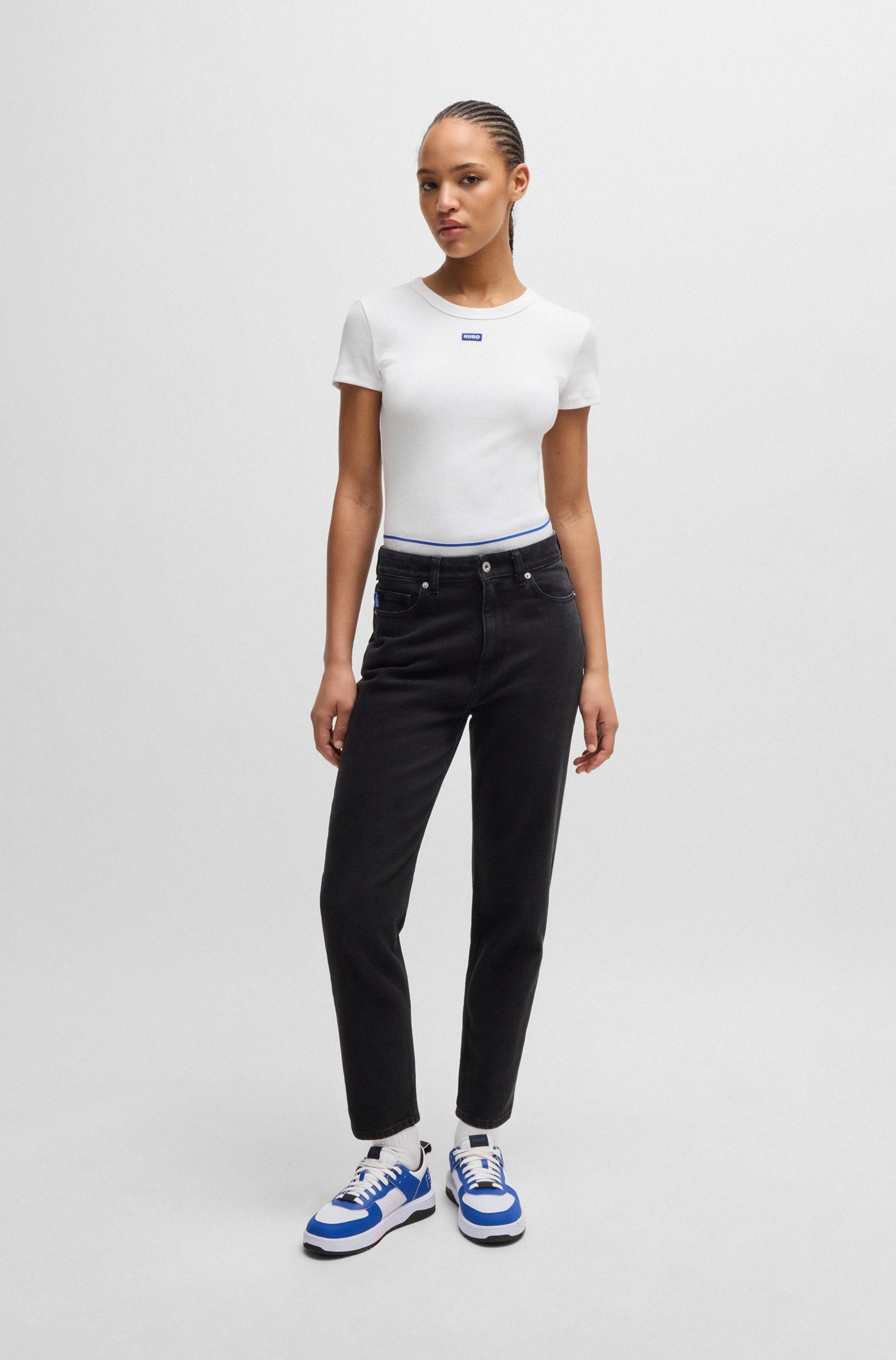HUGO Blue T-shirt EASY TEE met hugo applicatie