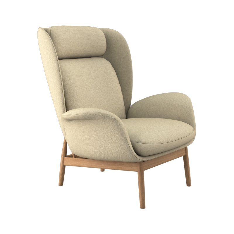 FLEXLUX Oorfauteuil Padova Stijl & comfort, organische vorm, geïntegreerde lendesteun, eikenhouten voet