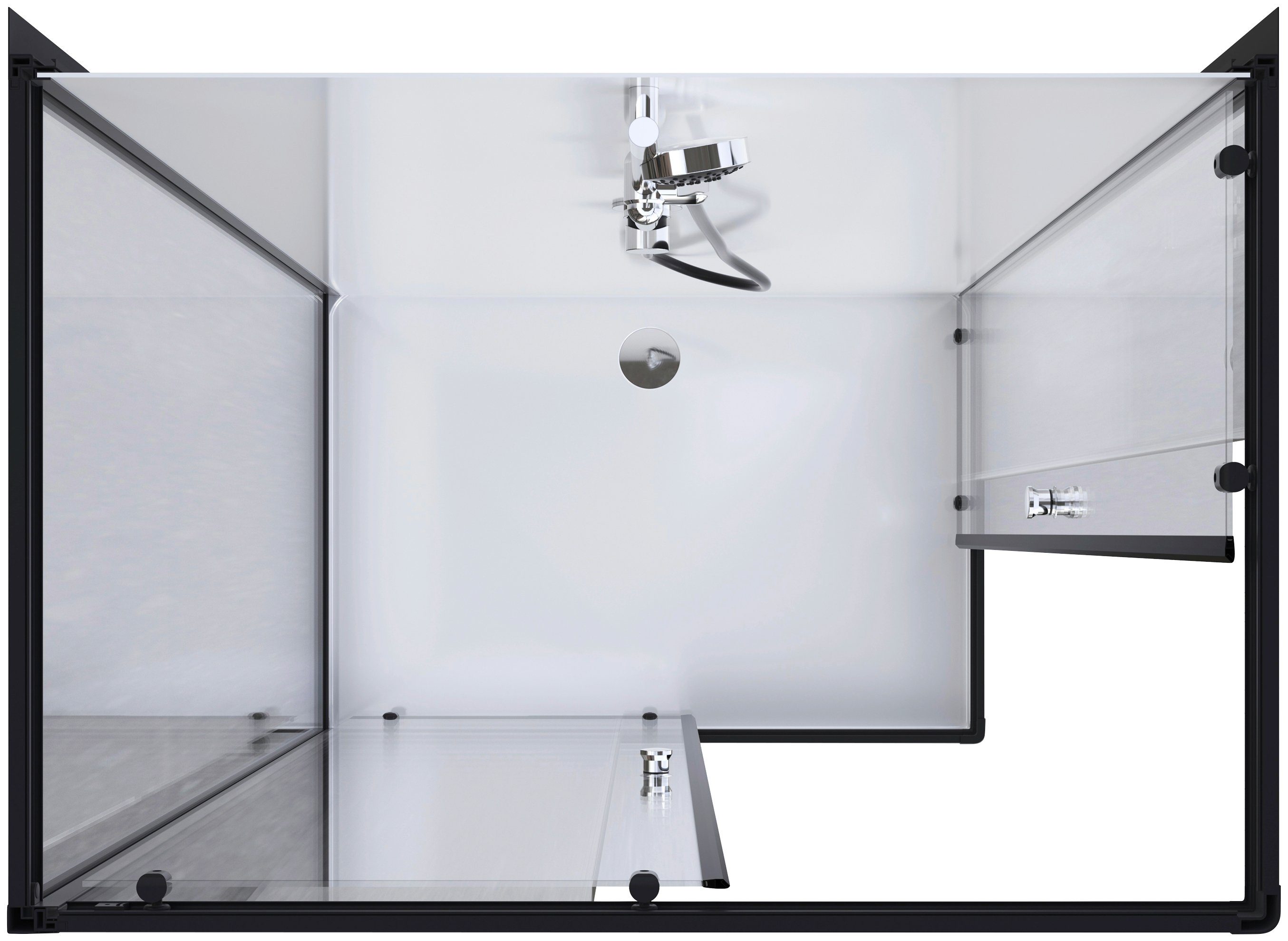 Marwell Complete douche Black and White inclusief kranen, 110 cm x 80 cm