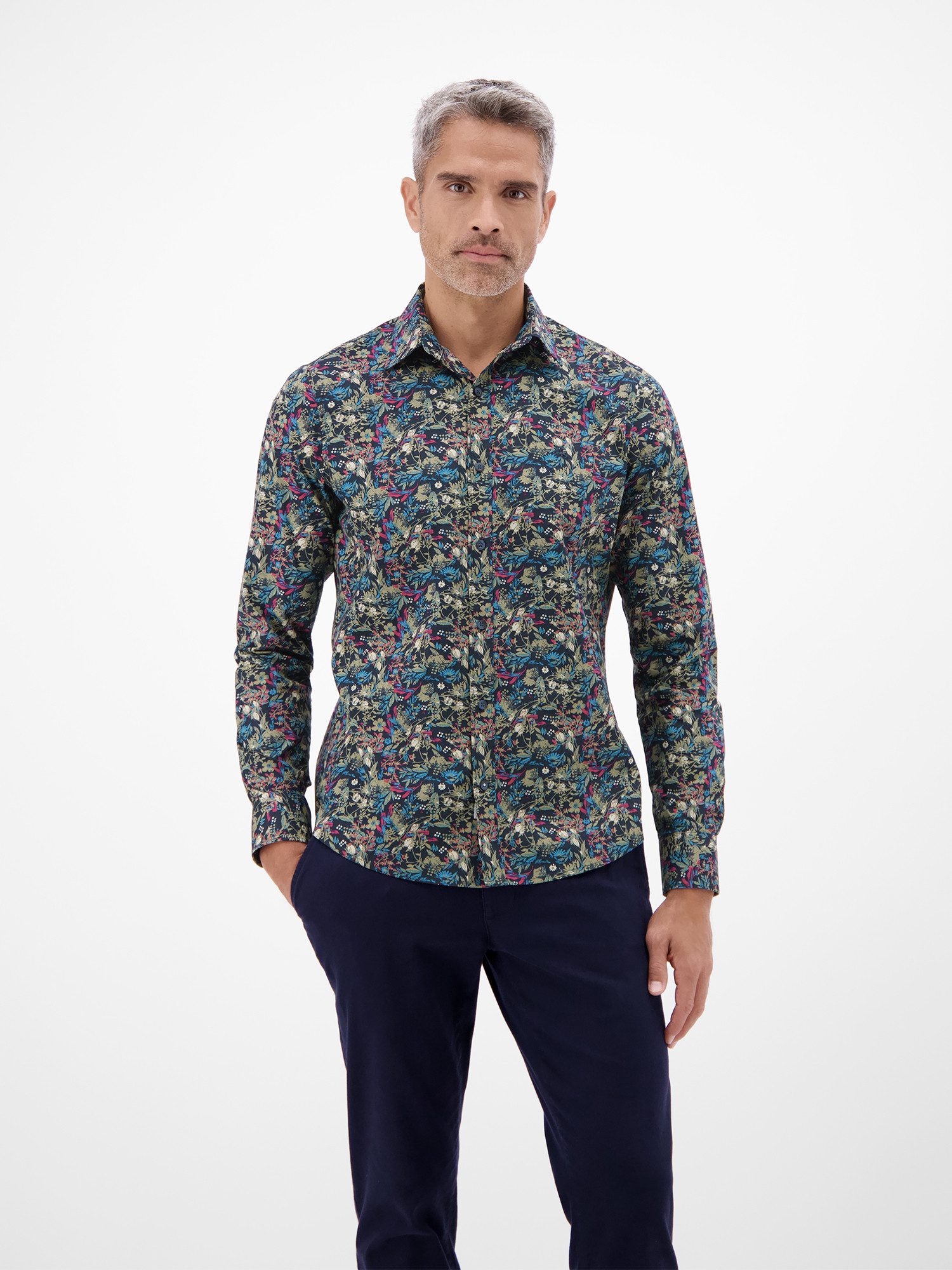 Lerros Overhemd met lange mouwen LERROS Modieus poplin overhemd voor heren