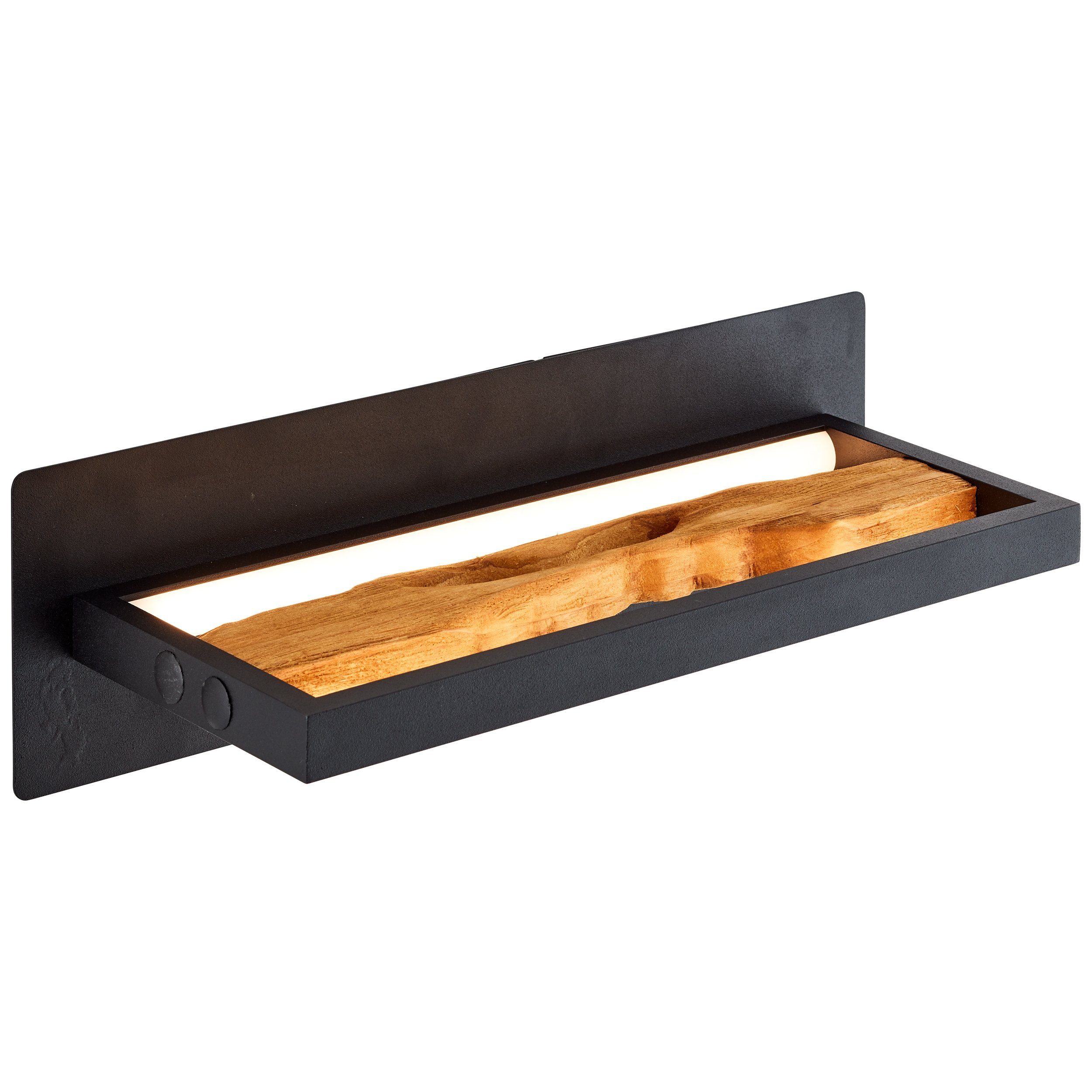 Brilliant Leuchten Led-wandlamp Chaumont Breedte 35 cm, 930 lm, Aluminium/Metaal/Hout, zwart/hout