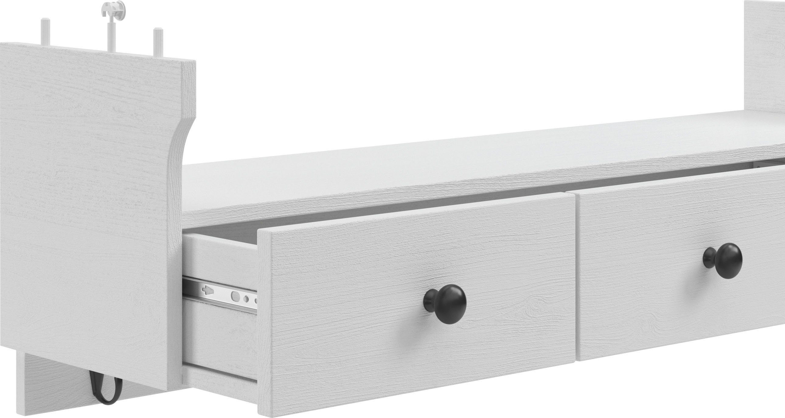 Kochstation Keukenrek KS-Osby Massief grenen, breedte 100 cm, 1 lade, 6 metalen haken (1 stuk)