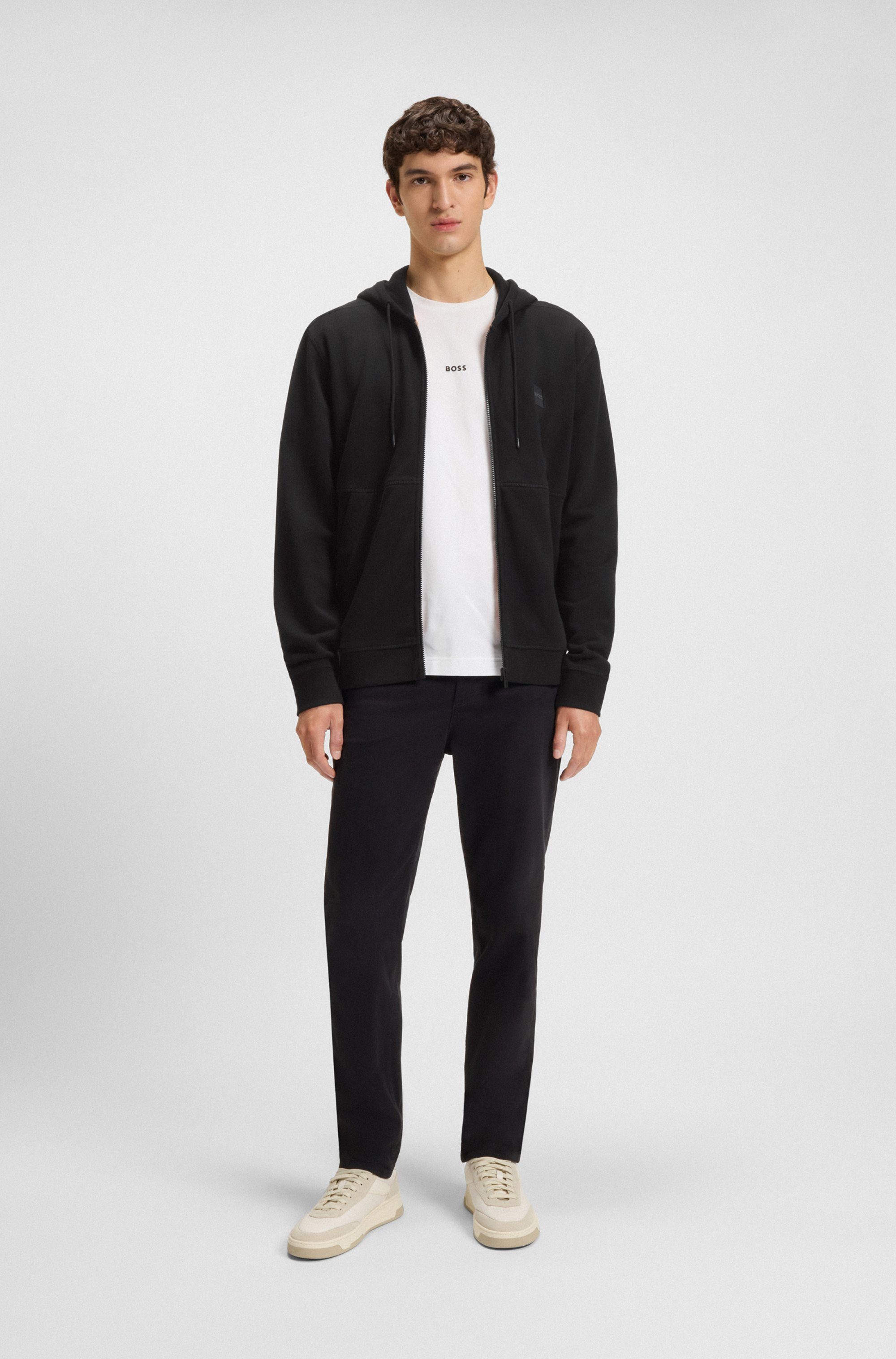 Boss Orange Capuchonsweatvest Zetalky met kangoeroezak
