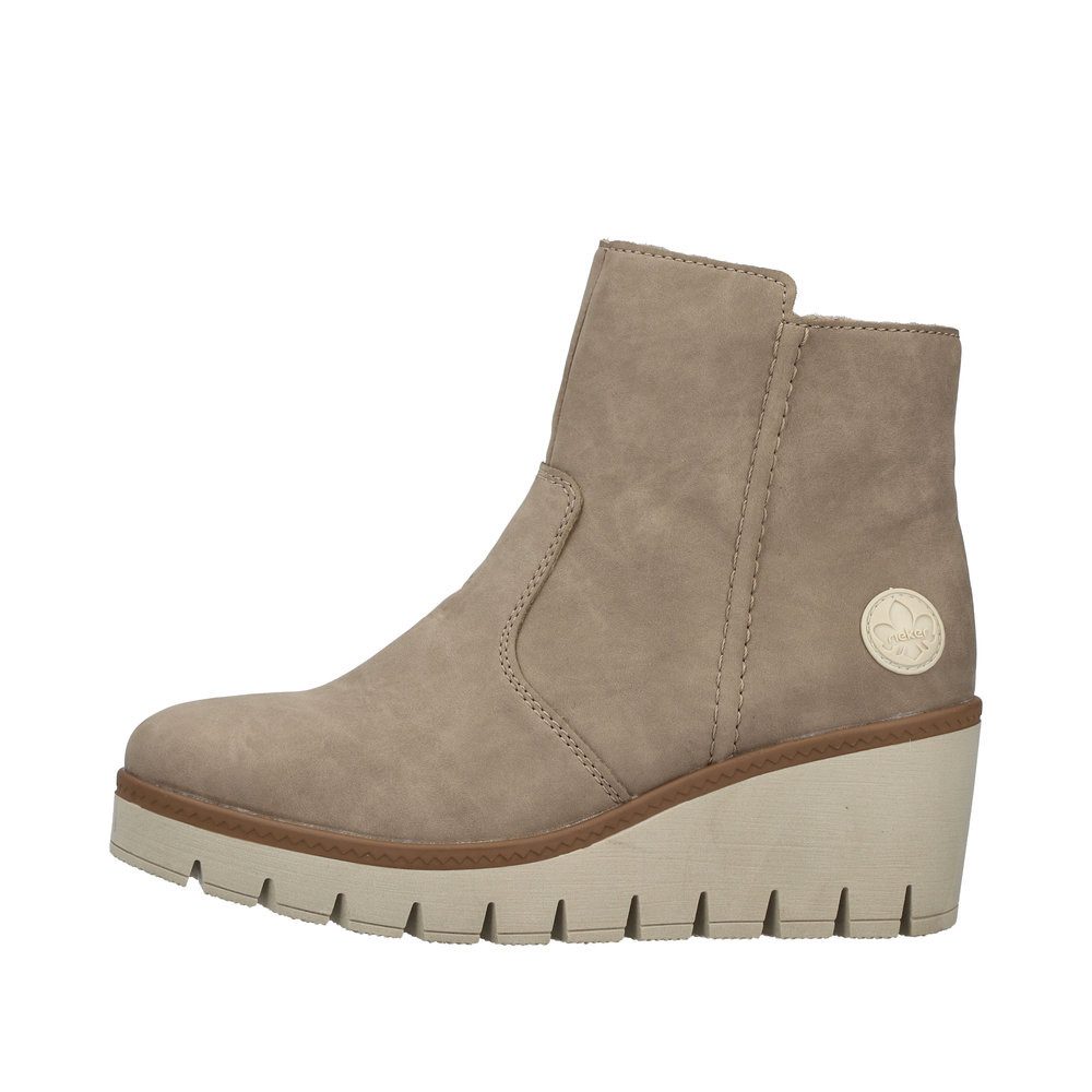 Rieker Laarsjes met sleehak , wedge boots, plateau enkellaars met binnenrits, smalle vorm